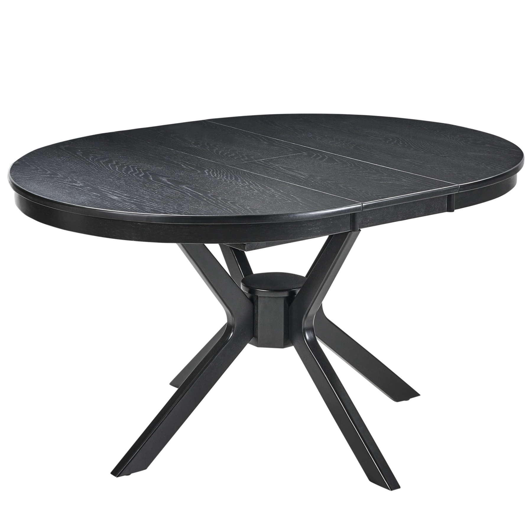 ZERALITH Wooden Oval Shape Extending Dining Table - Black Oak