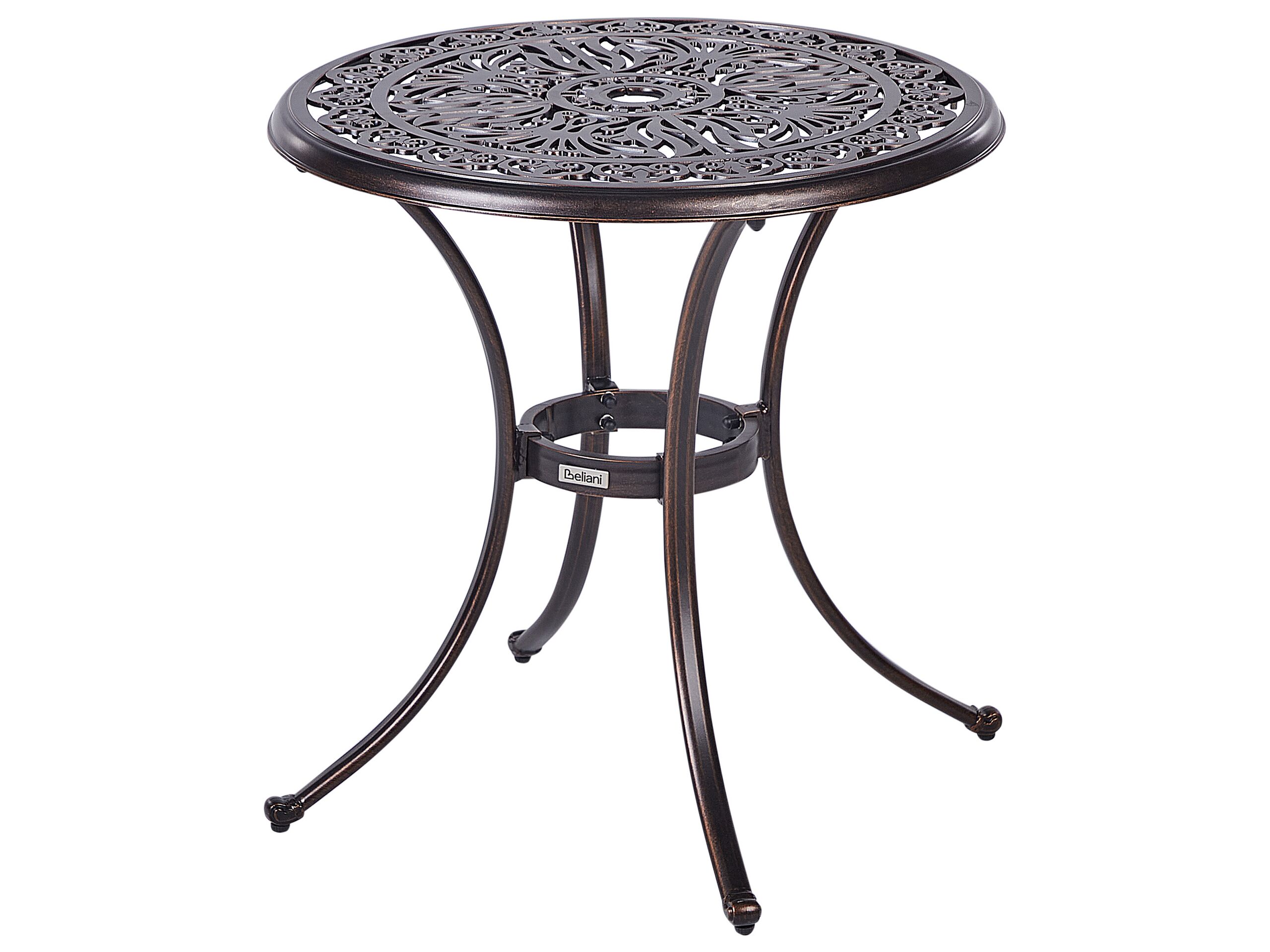 Metal Garden Bistro Table Diameter 68 cm Brown ANDALO
