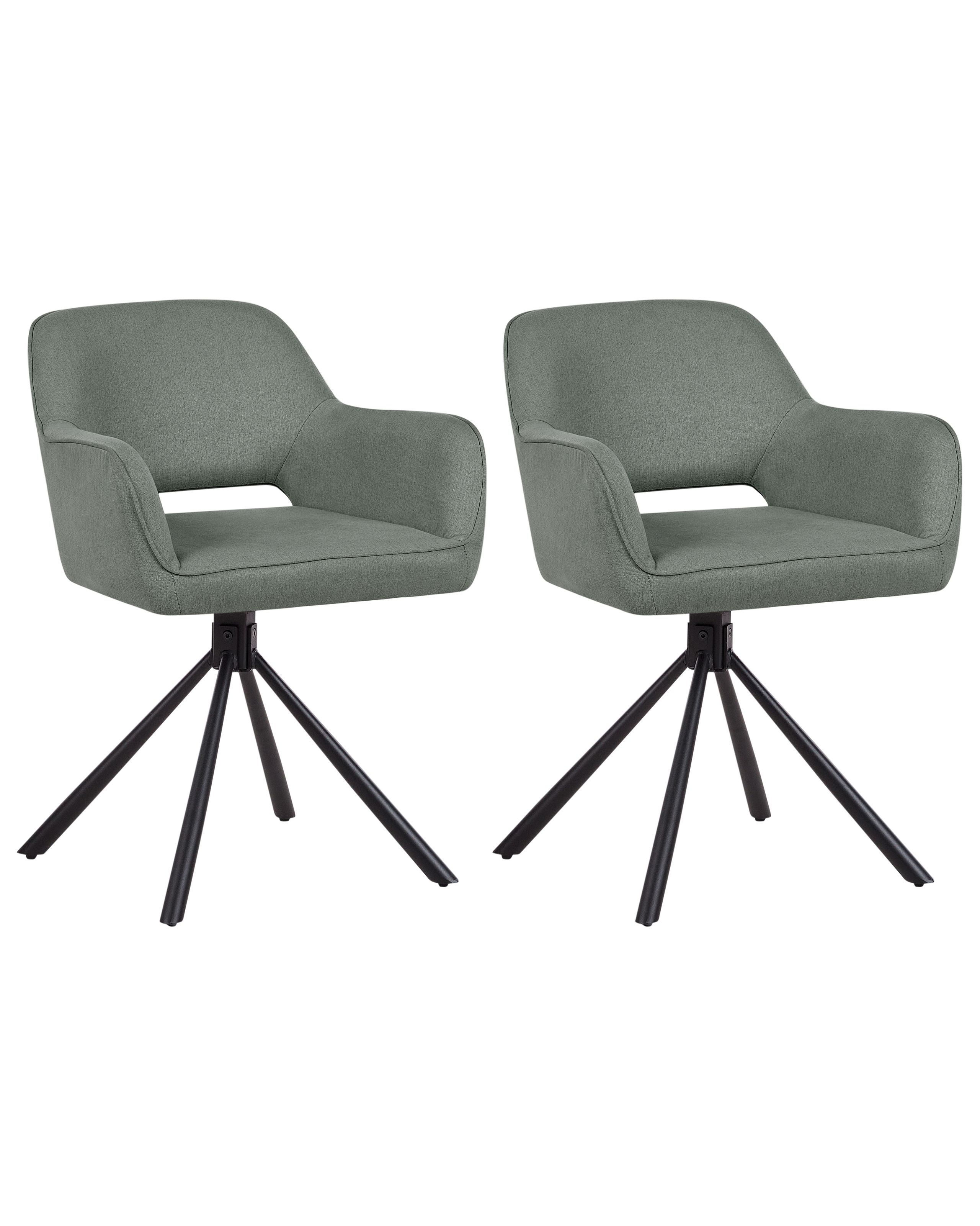 Set of 2 Dining Chairs Swivel LOURES Dark Green