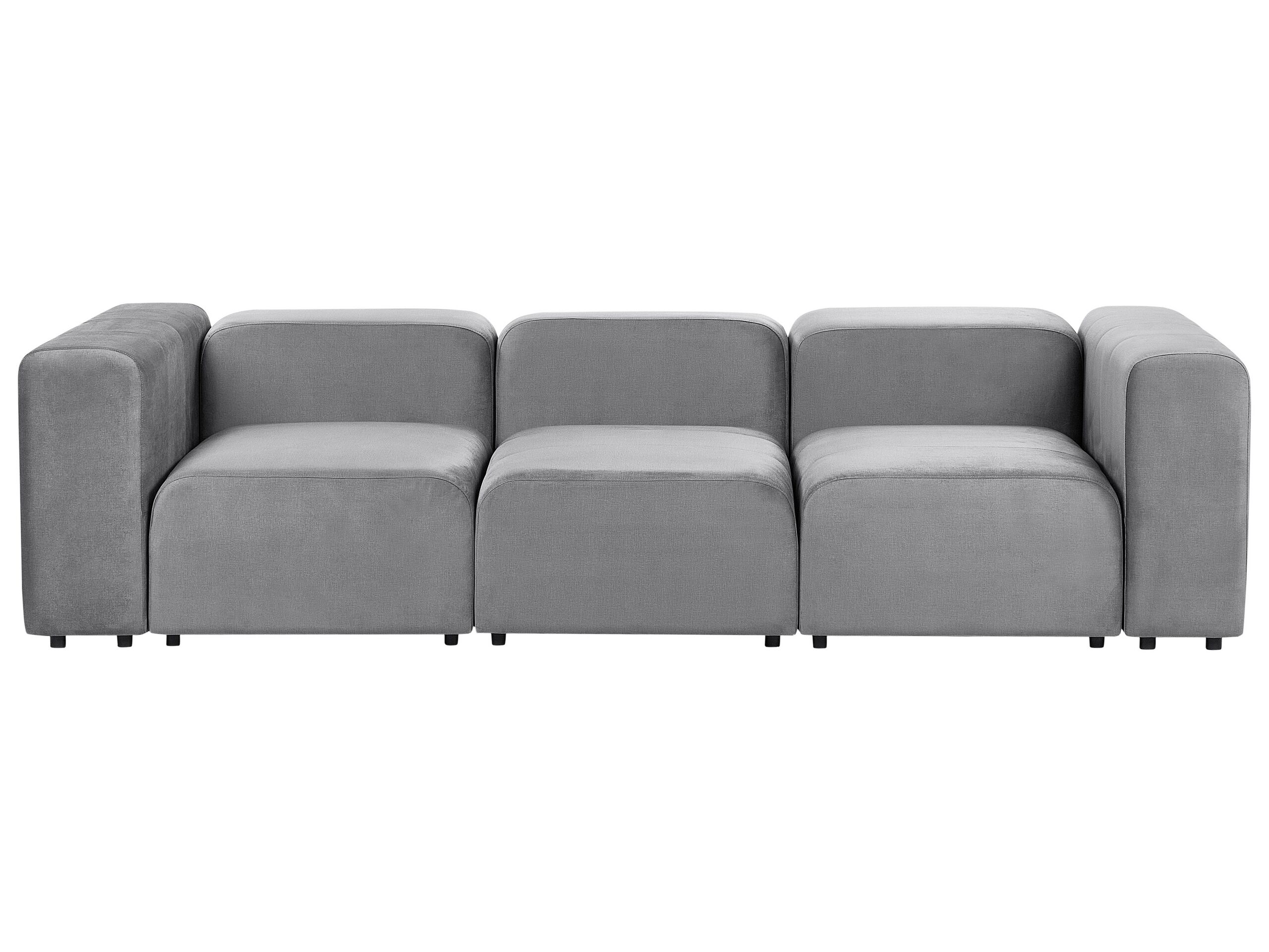 3 Seater Modular Velvet Sofa Grey FALSTERBO
