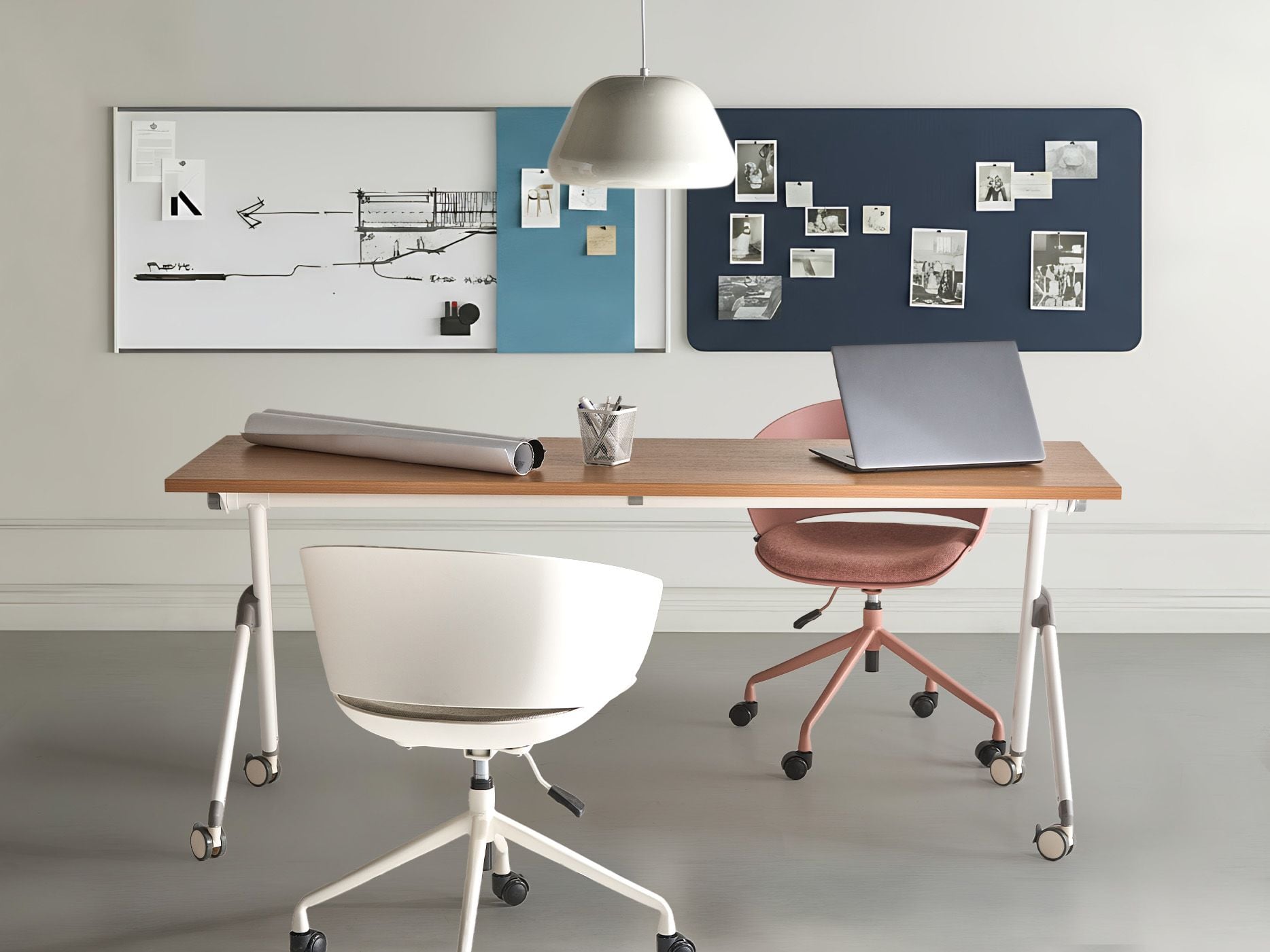 FEXUFA Foldable Office Desk - Brown and White, 180cm