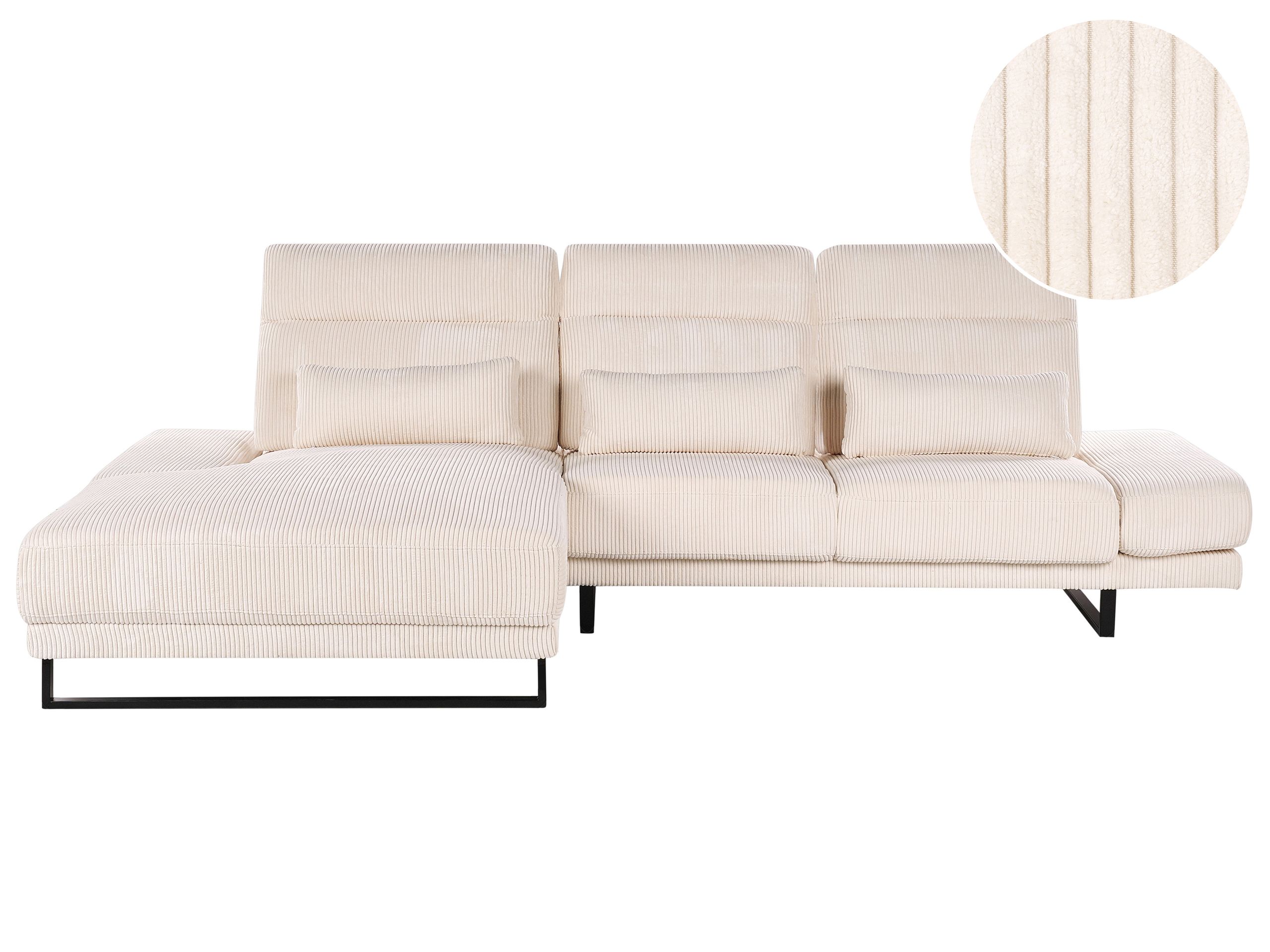 Right Hand Jumbo Cord Corner Sofa Beige IKAST