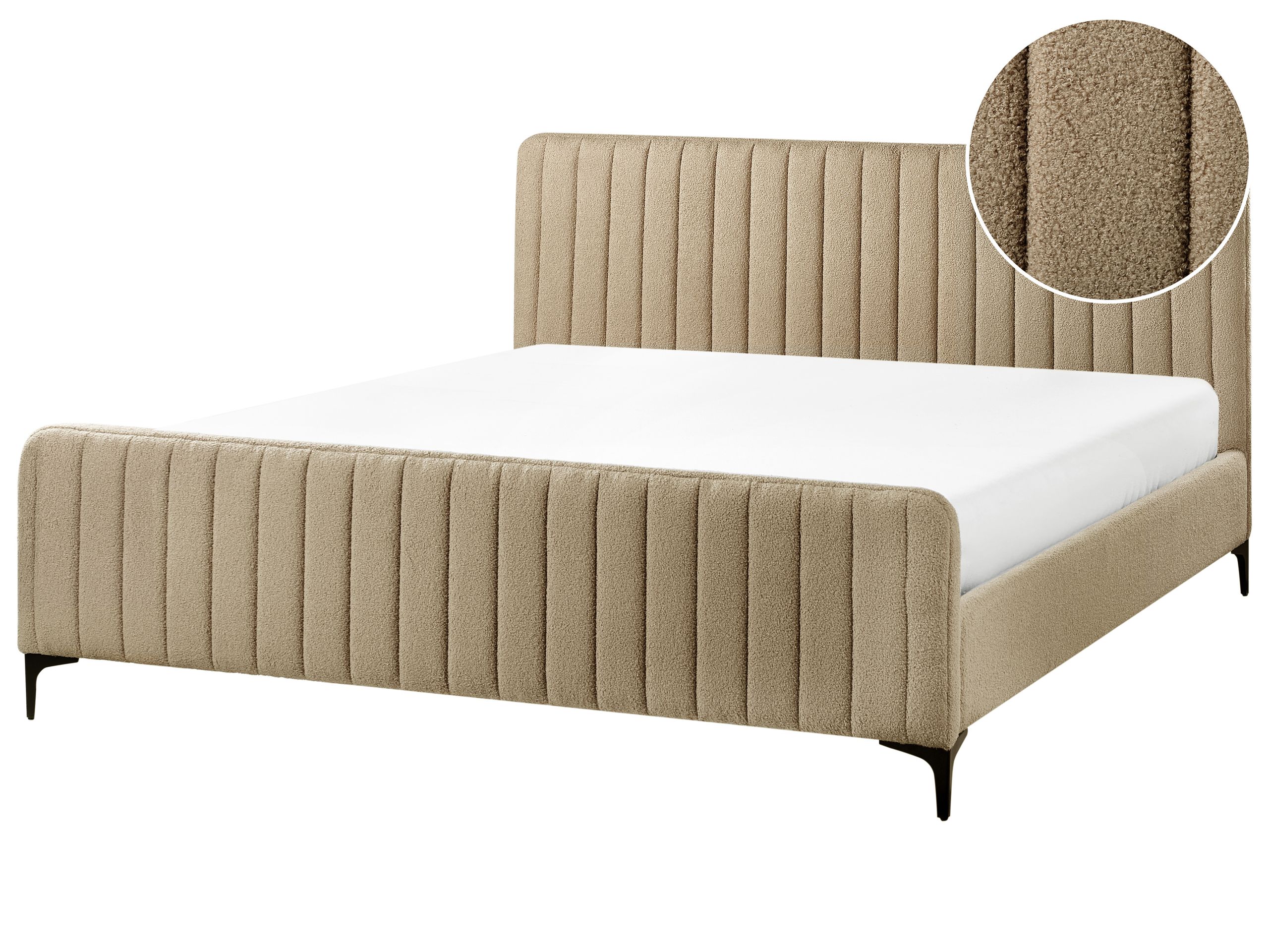 KEWAL Bedframe Boucle 180 x 200cm EU Super Kingsize Bed Taupe