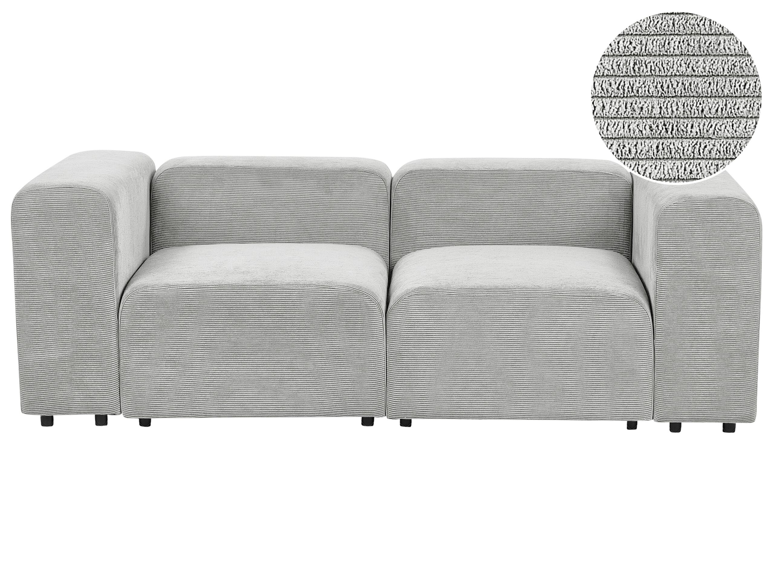 2 Seater Modular Corduroy Sofa Grey FALSTERBO