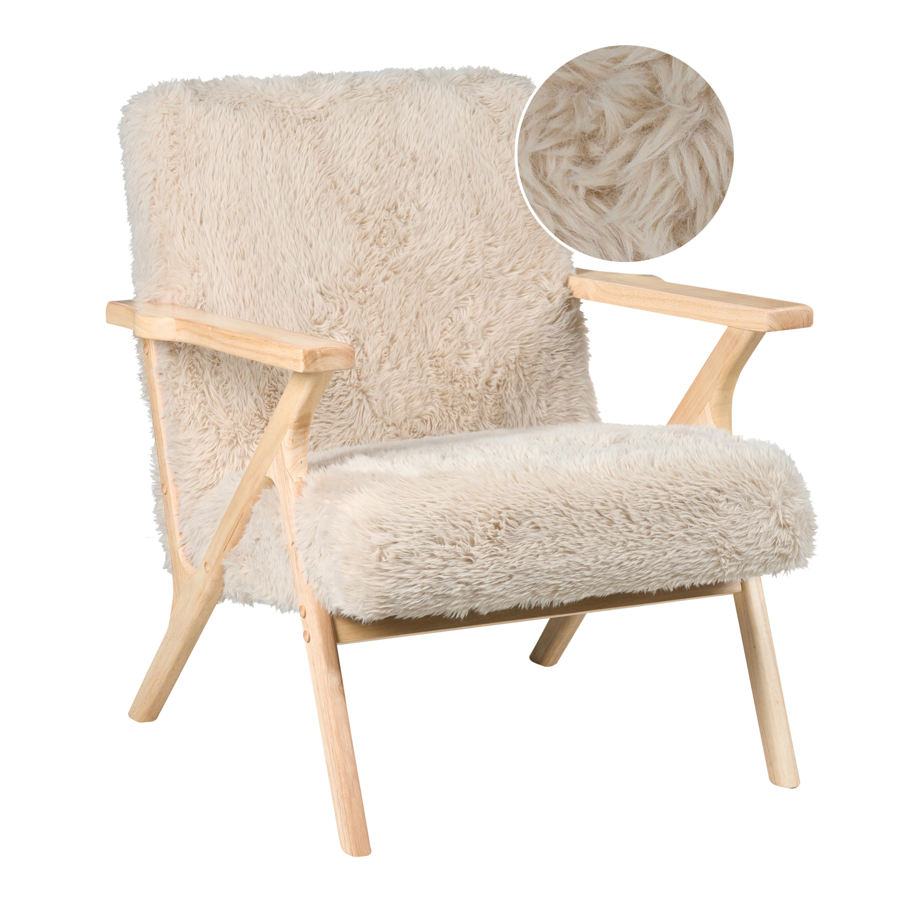 ULVASTRA Faux Fur Armchair - Light Beige
