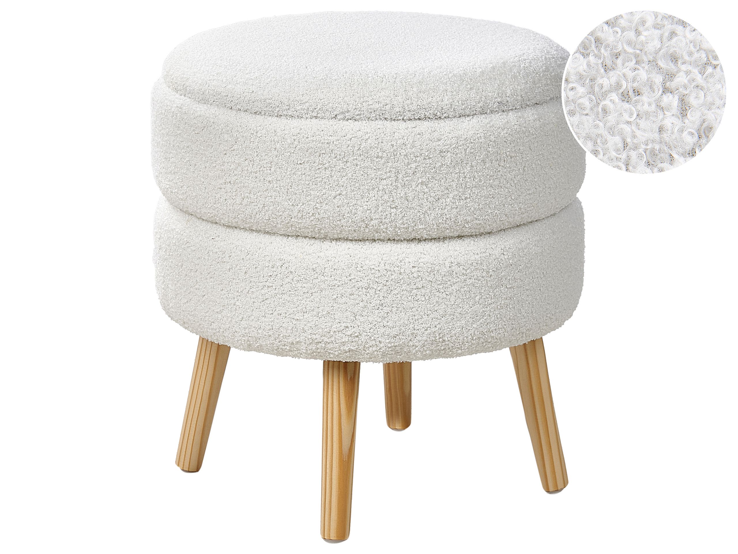 Storage Stool Boucle White OKATON