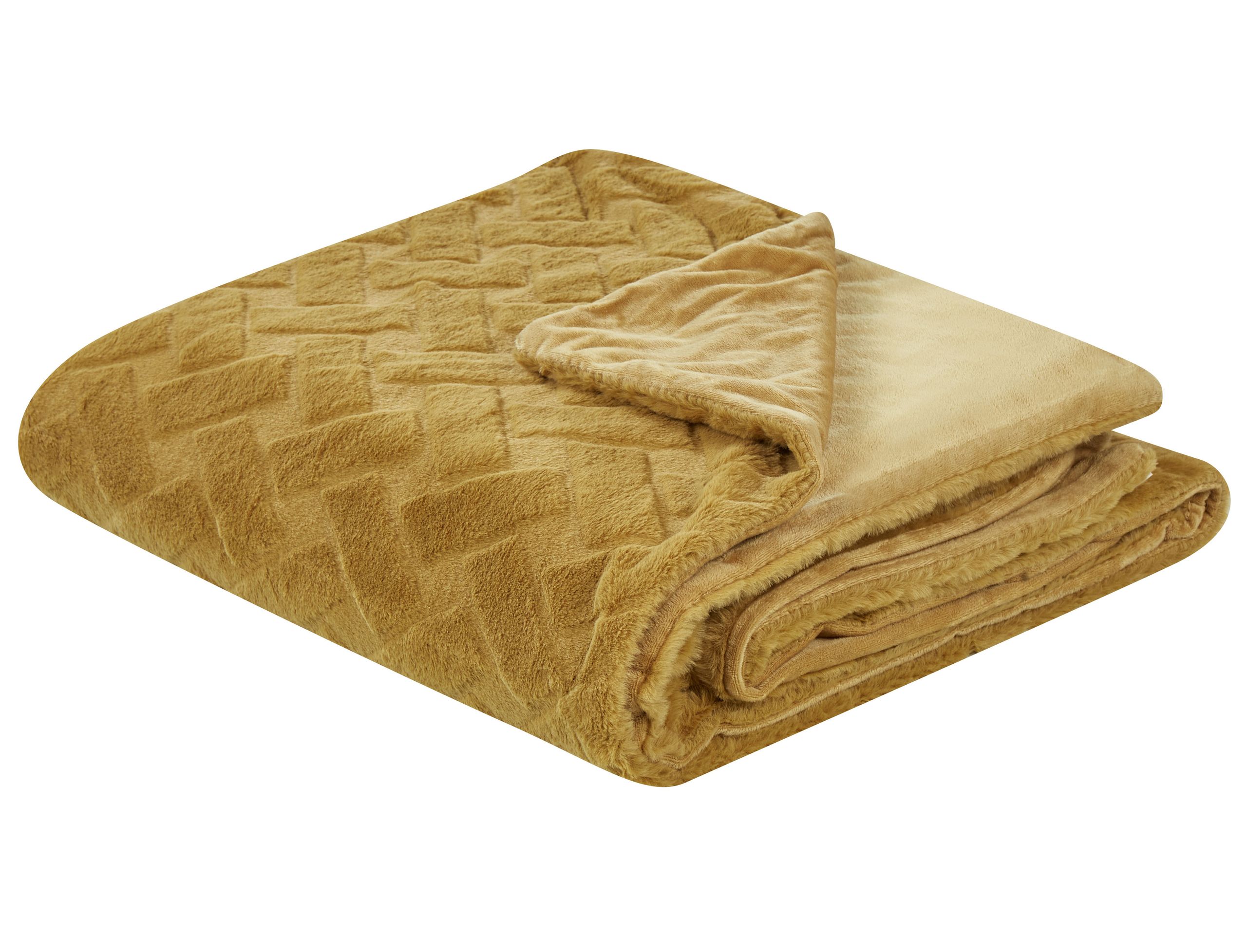 Bedspread SITAPUR Faux Fur 150 x 200 cm Mustard