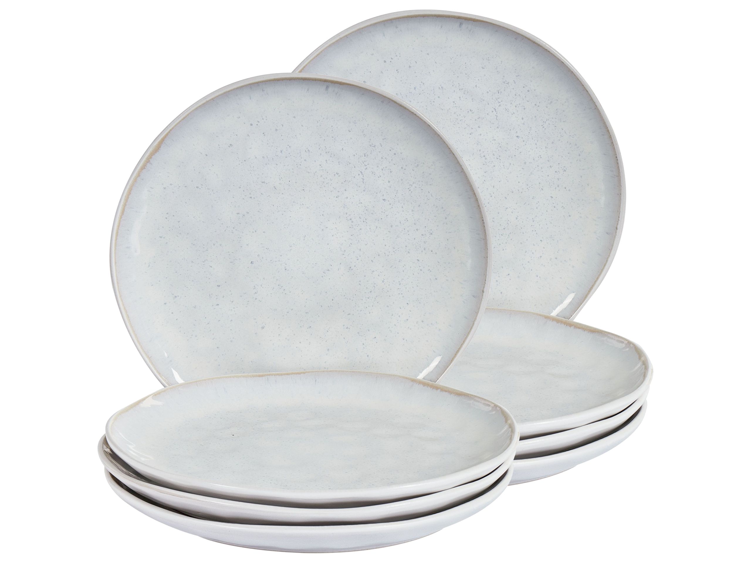 DAWLEIGH Set of 8 Dinner Decorative Plates Stoneware - Light Grey