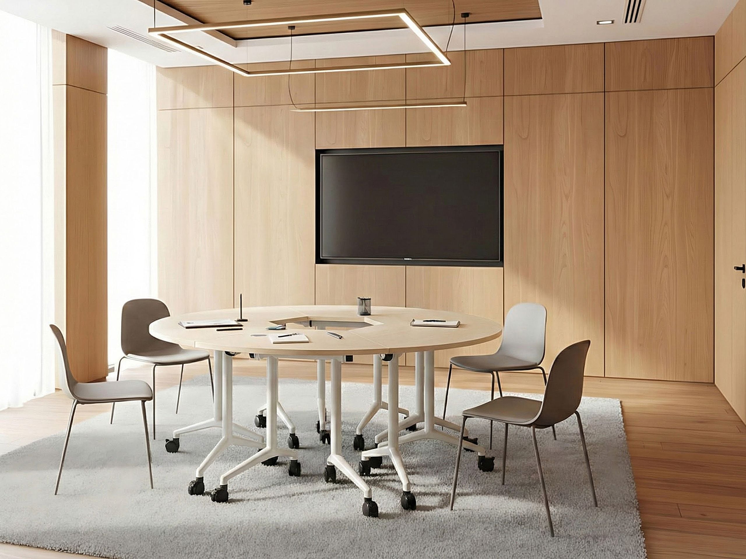 FEYARO Foldable Corner Office Desk - Light Brown