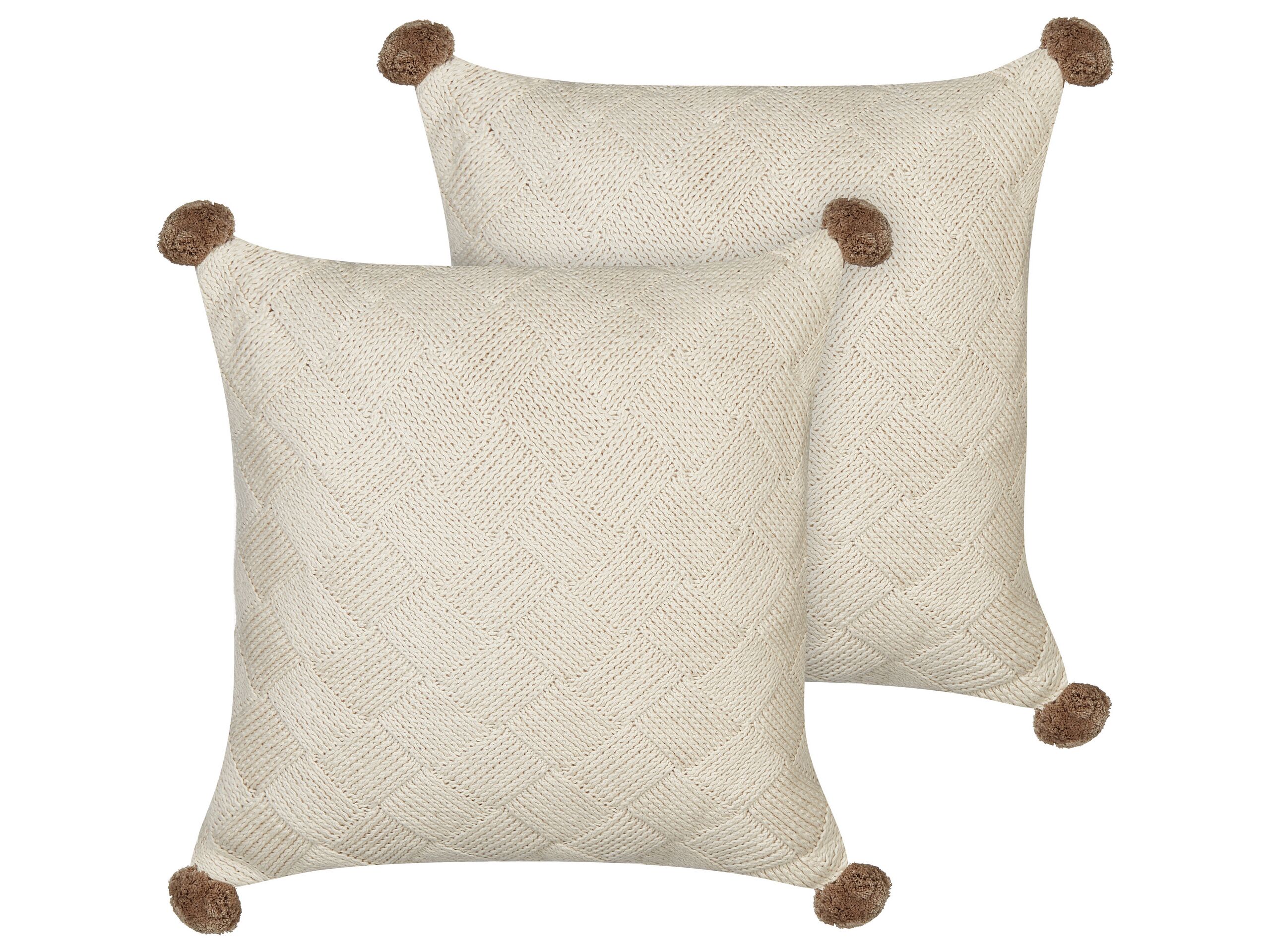 Set of 2 Decorative Cushions OBERONIA Cotton 45 x 45 cm Beige Solid