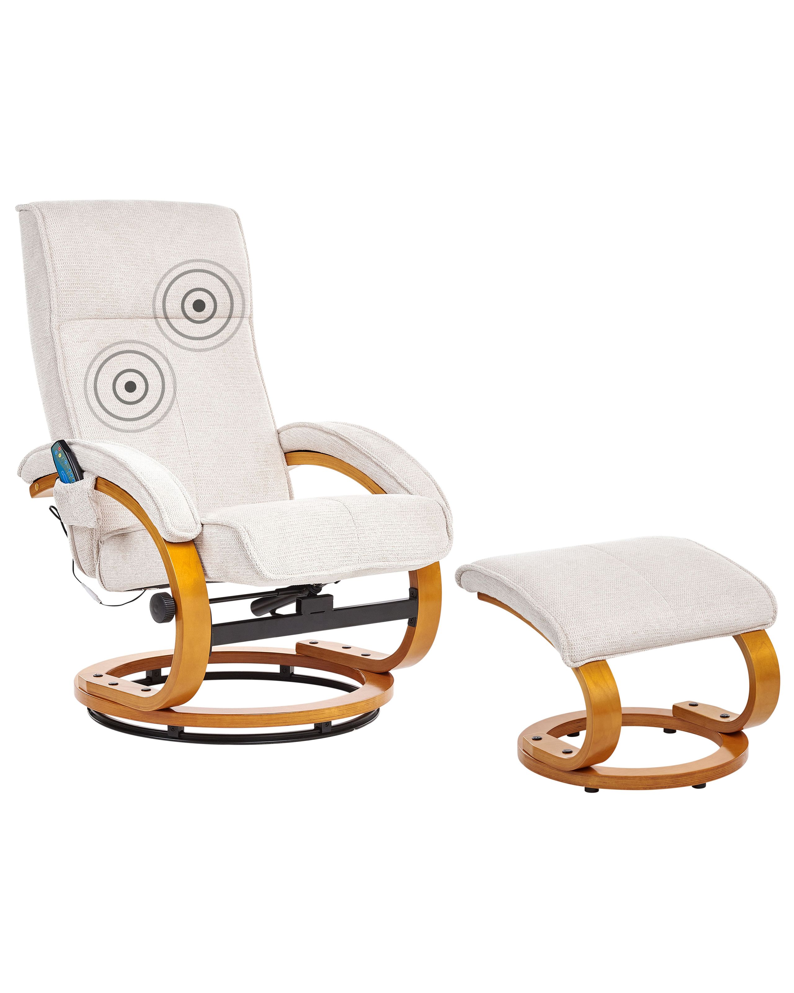 Massage Chair HERO with Footstool Fabric Light Beige
