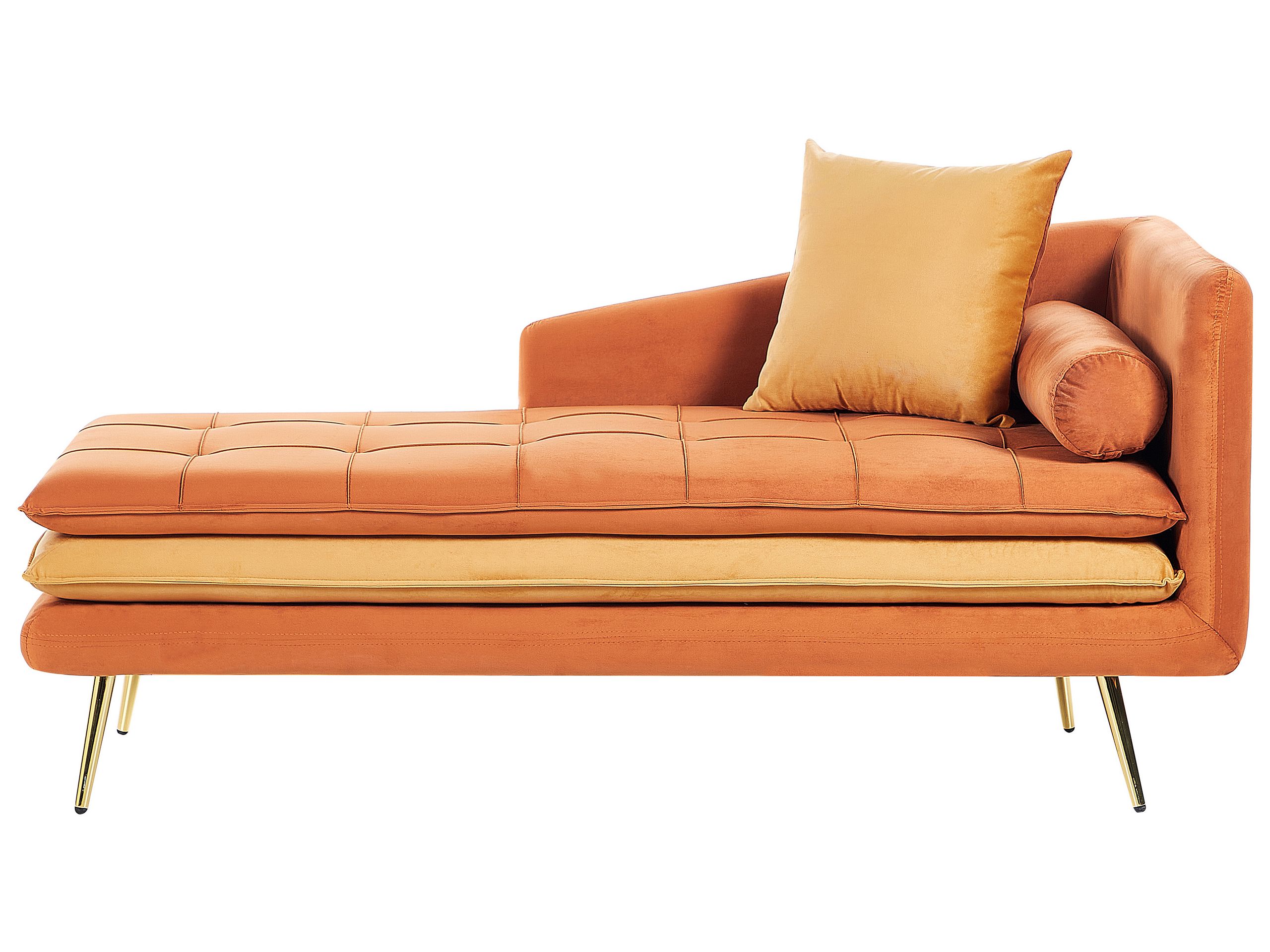 Right Hand Velvet Chaise Lounge Orange GONESSE