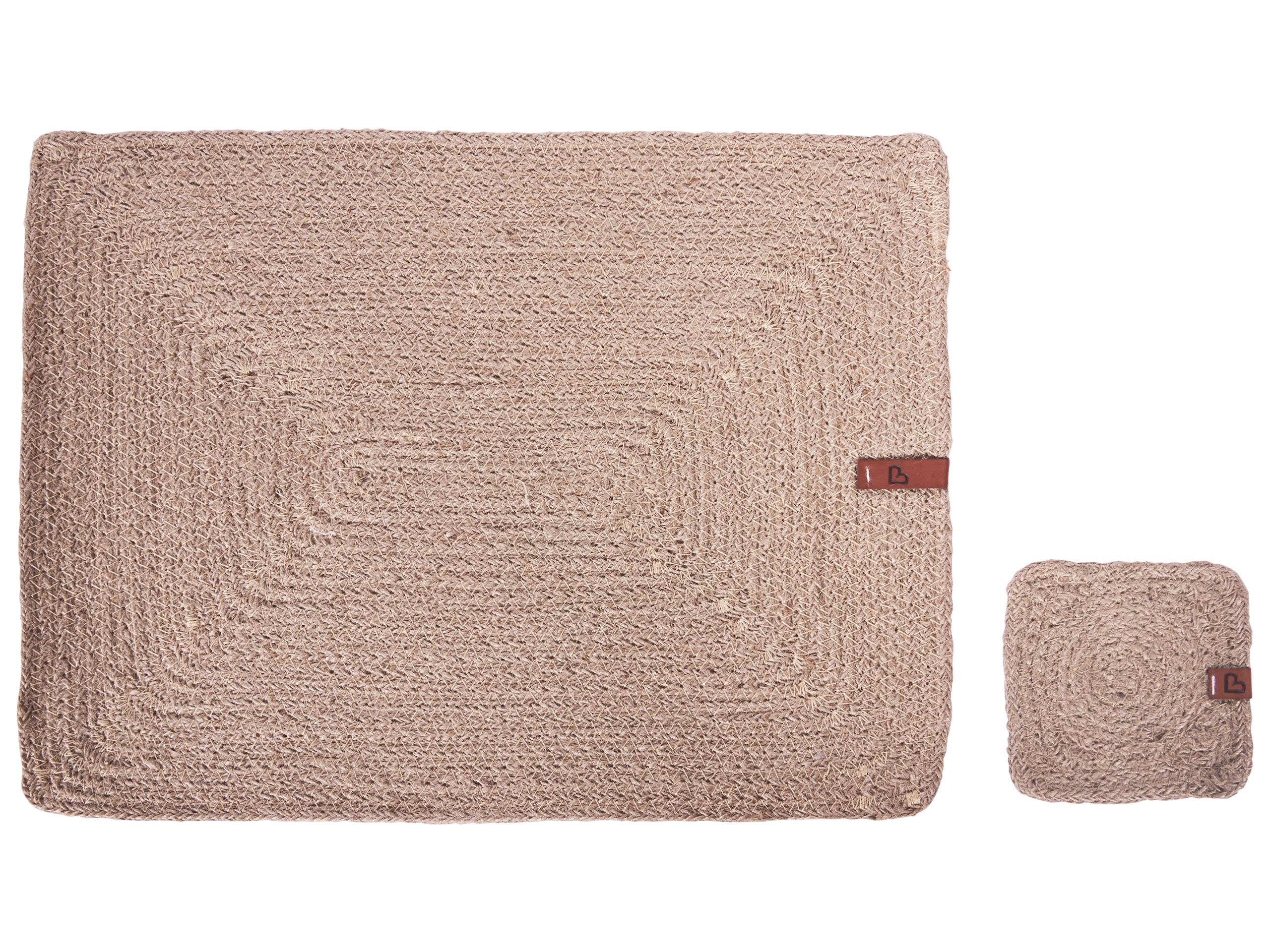 12 Piece Placemats and Coasters Set SALTBUSH Natural Jute