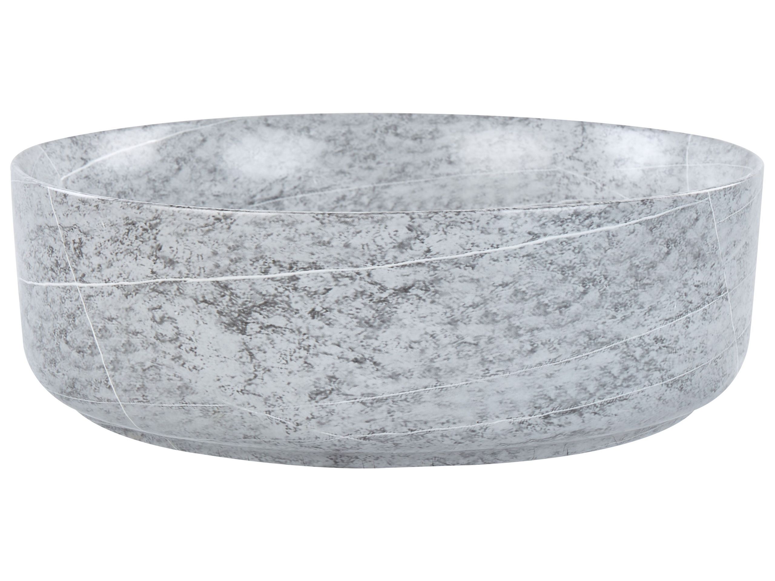 Ceramic Countertop Basin Granite Effect Diameter 370 mm Grey GUDAR
