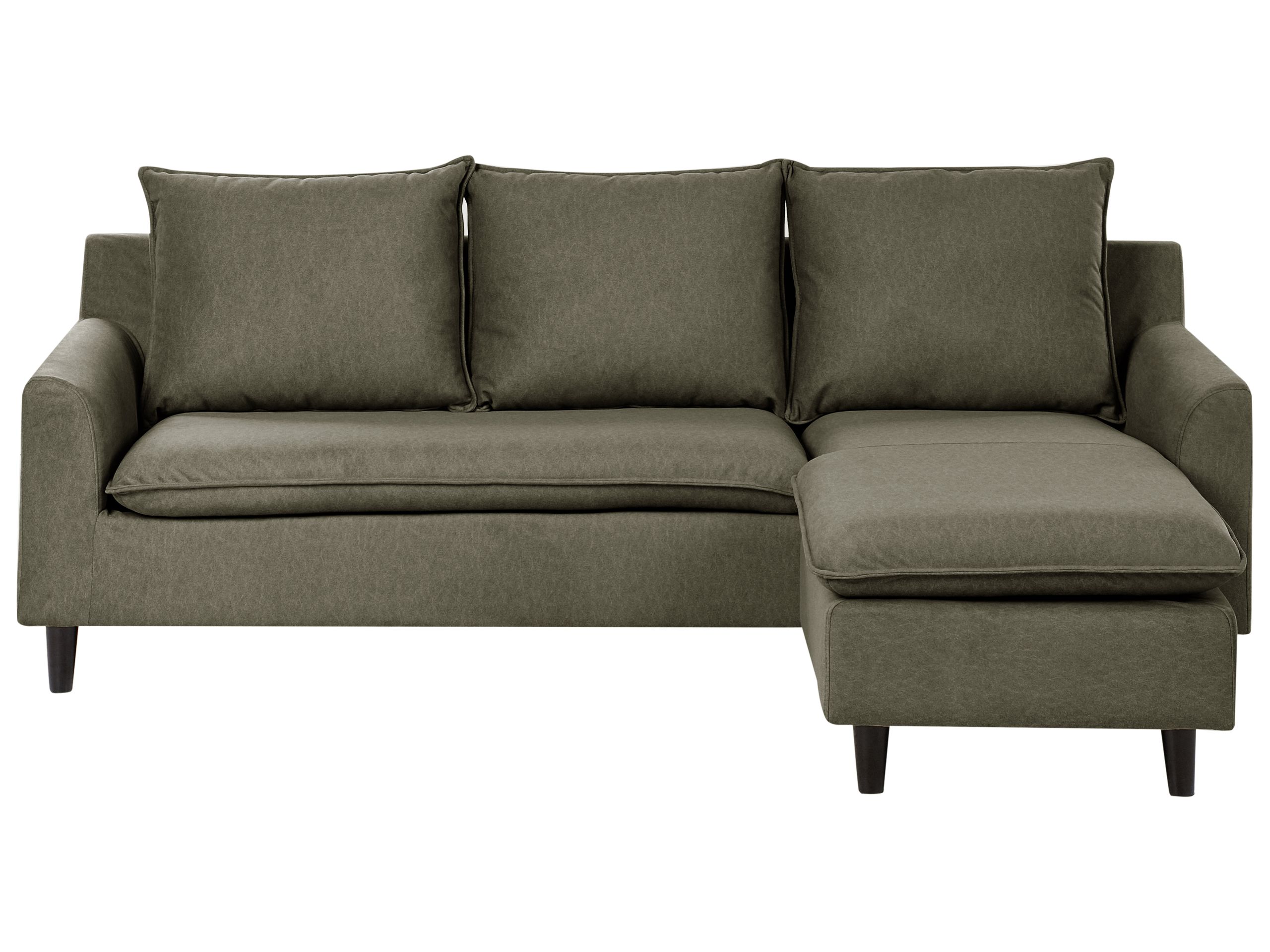 Left Hand Fabric Corner Sofa Dark Green ELVENES