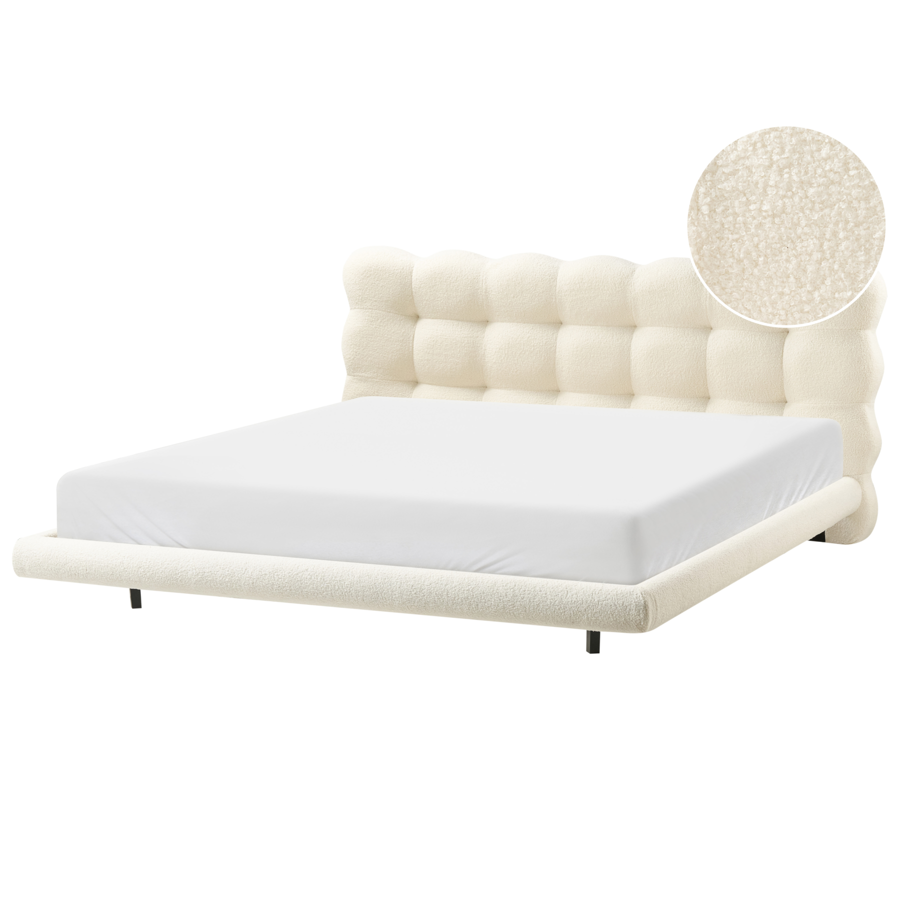 BRAYN Super Kingsize Boucle Fabric Bedframe - Off-White