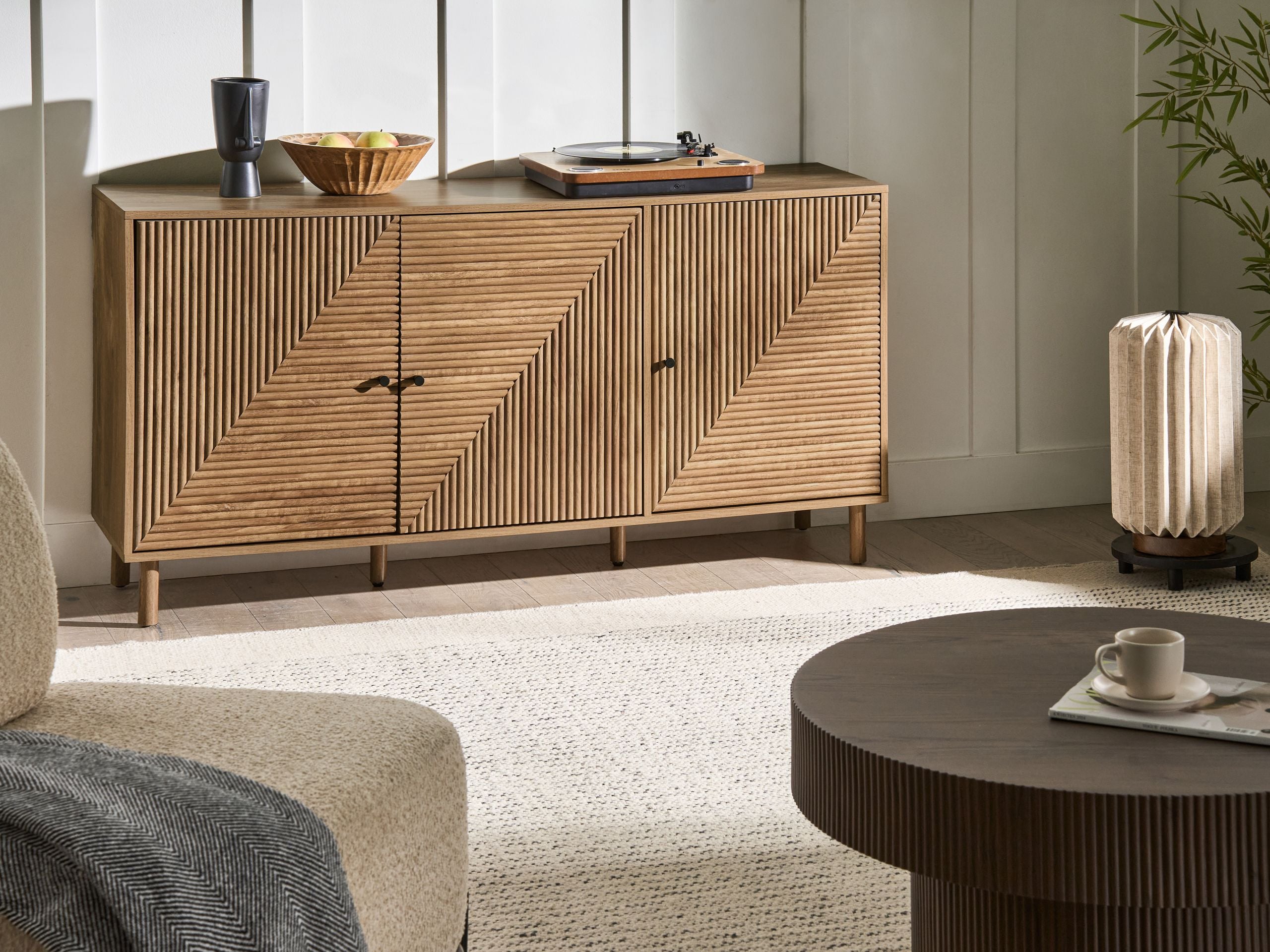 BONERO 3 Door Sideboard - Light Brown