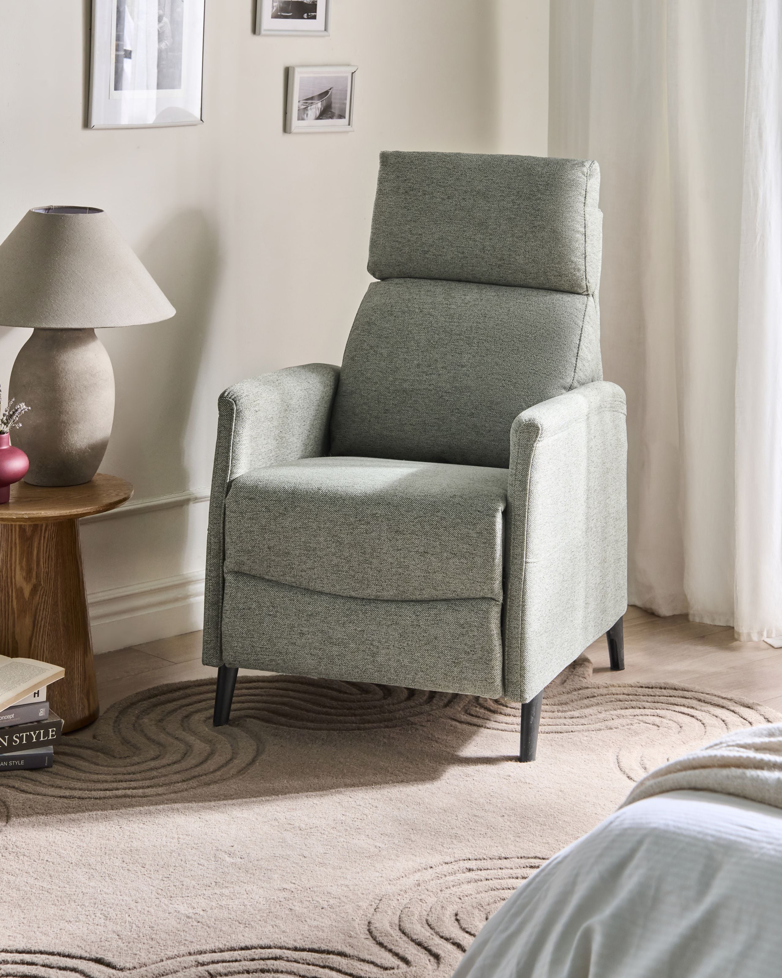 NATAXI Fabric Recliner Sofa with Footrest - Light Green