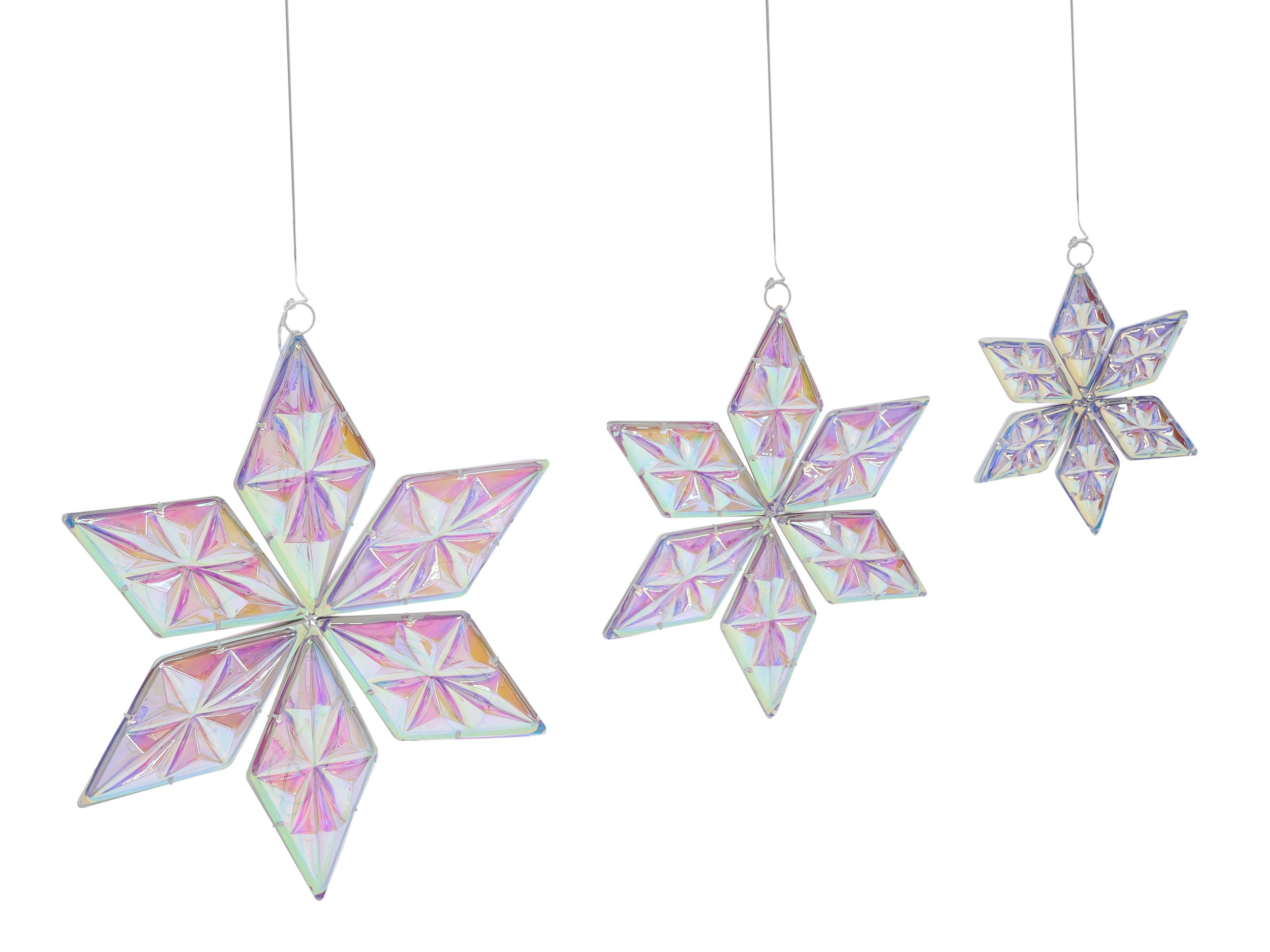 DREWLEIGH Set of 3 Hanging Decorations Star - Multicolour