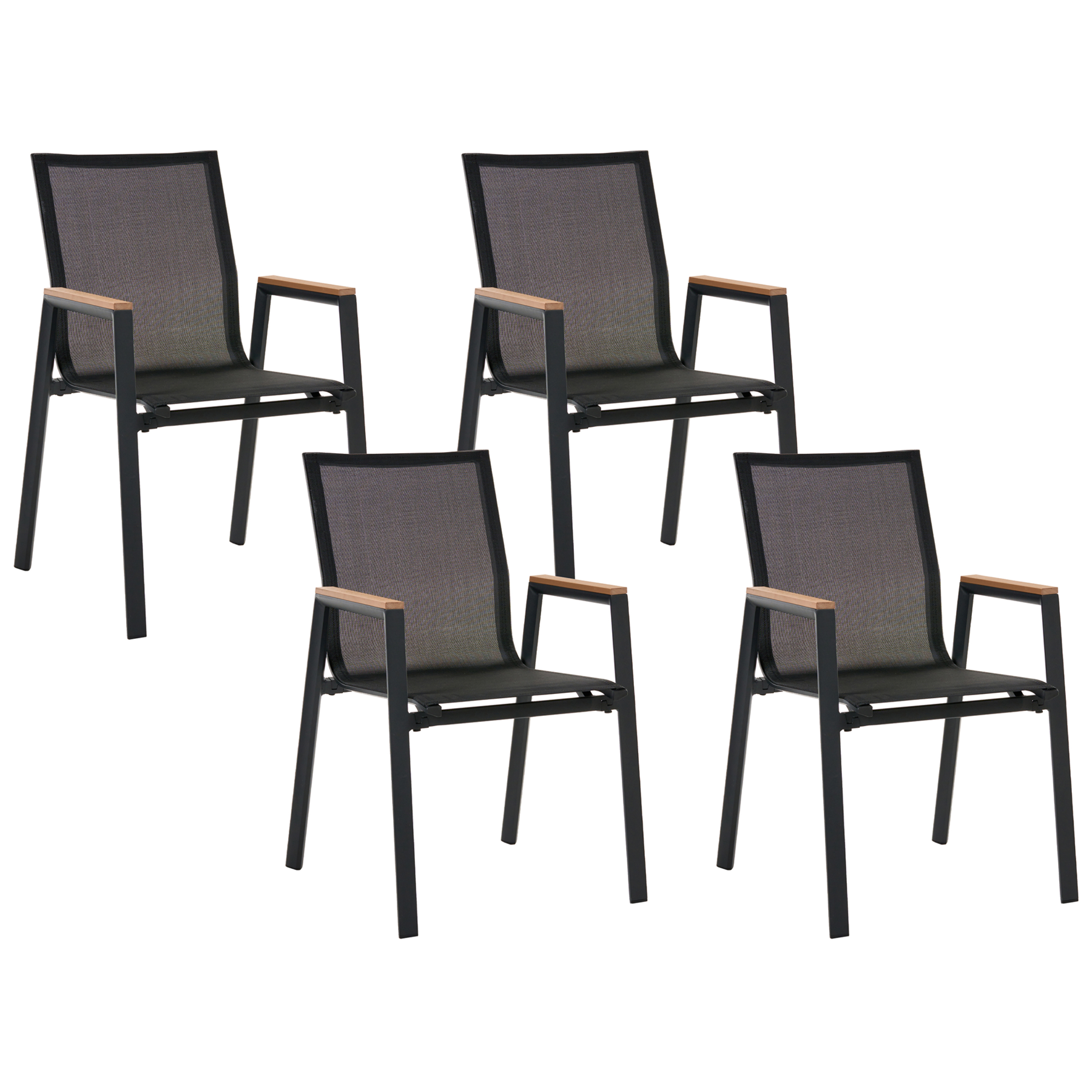 RIVET Metal Garden Chair Set of 4 - Black