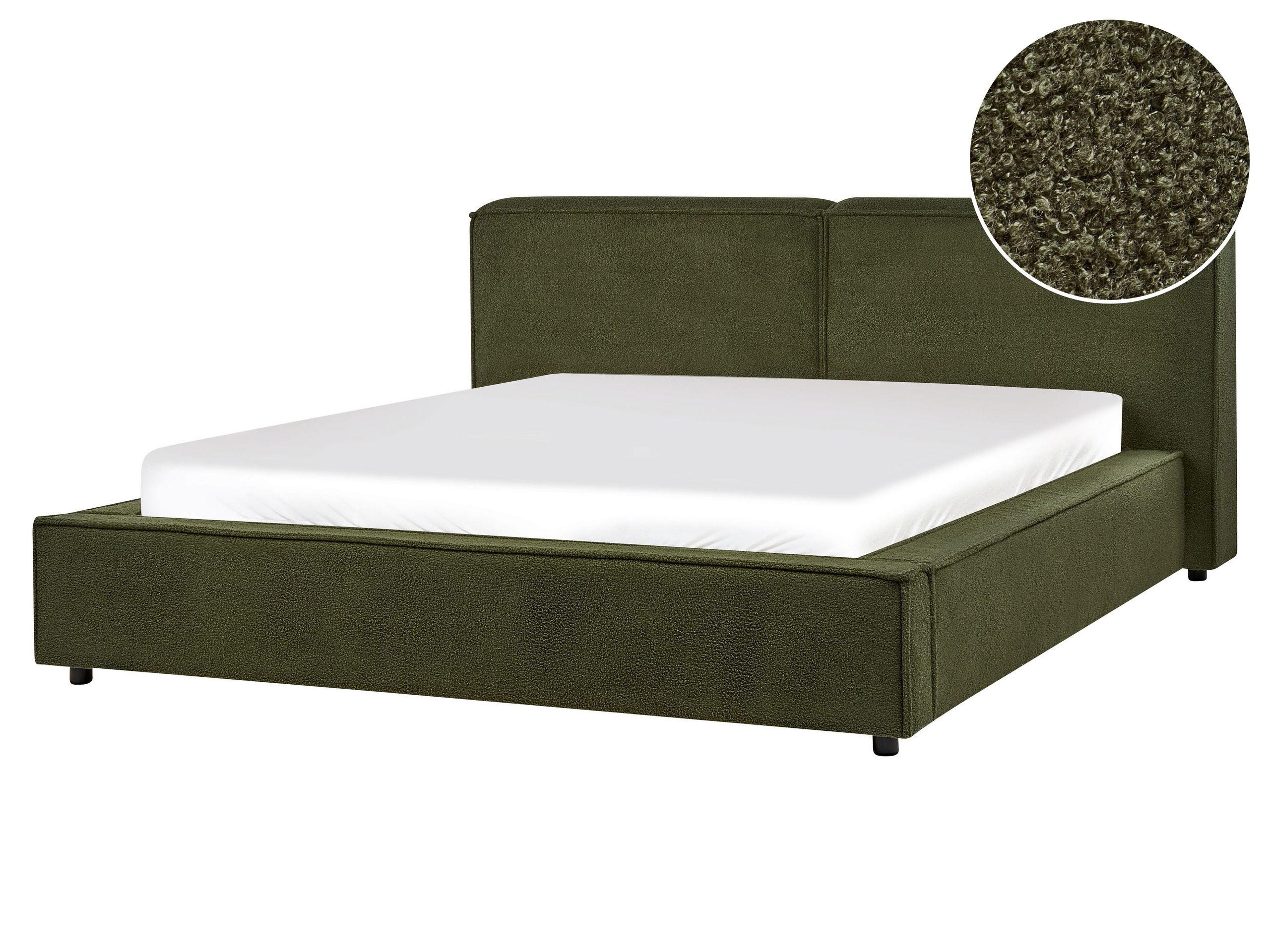 NEWARD Bedframe Boucle 160 x 200cm EU Kingsize Bed Dark Green