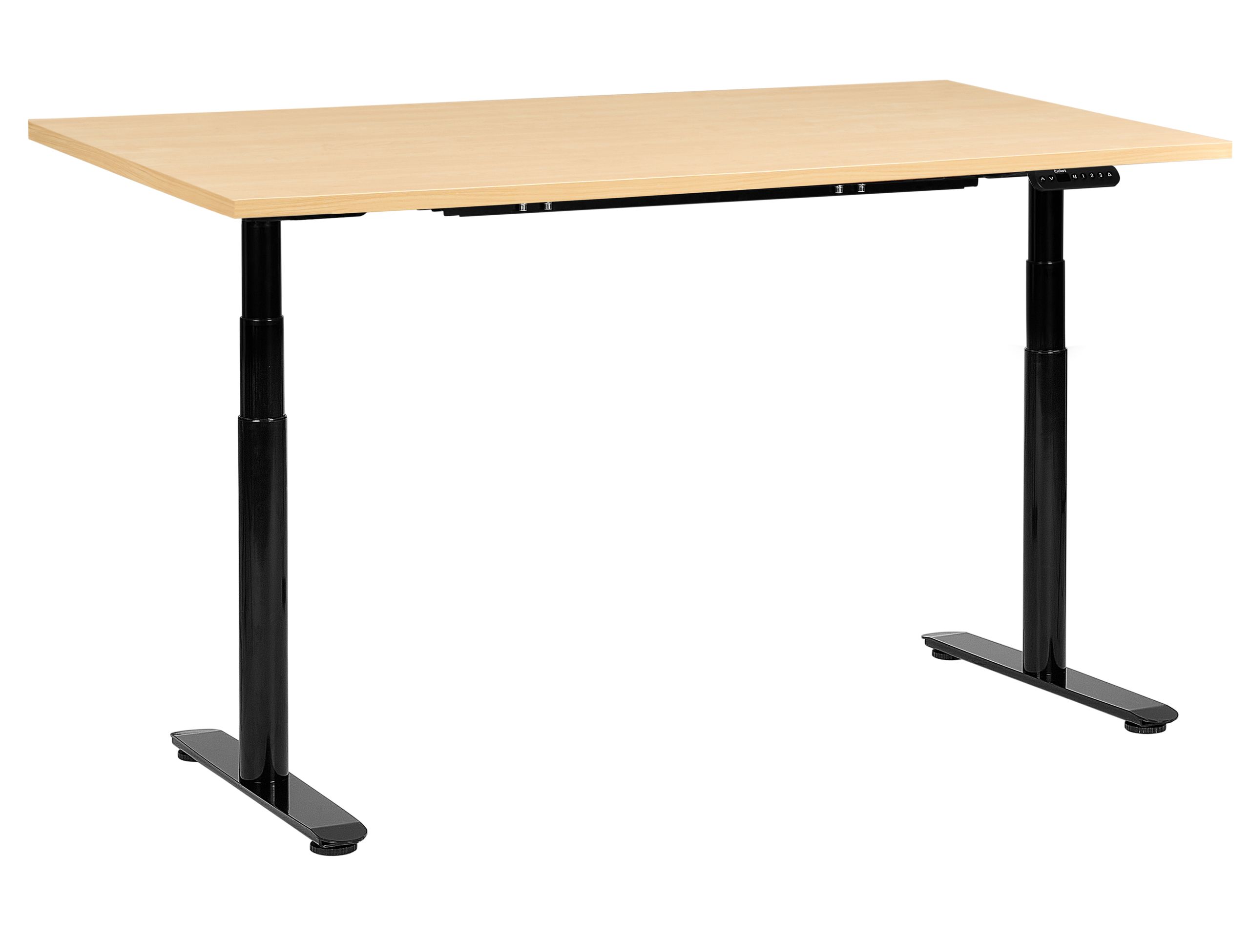 LEYBOURNE Electric Adjustable Standing Office Desk 160 cm - Black with Light Oak