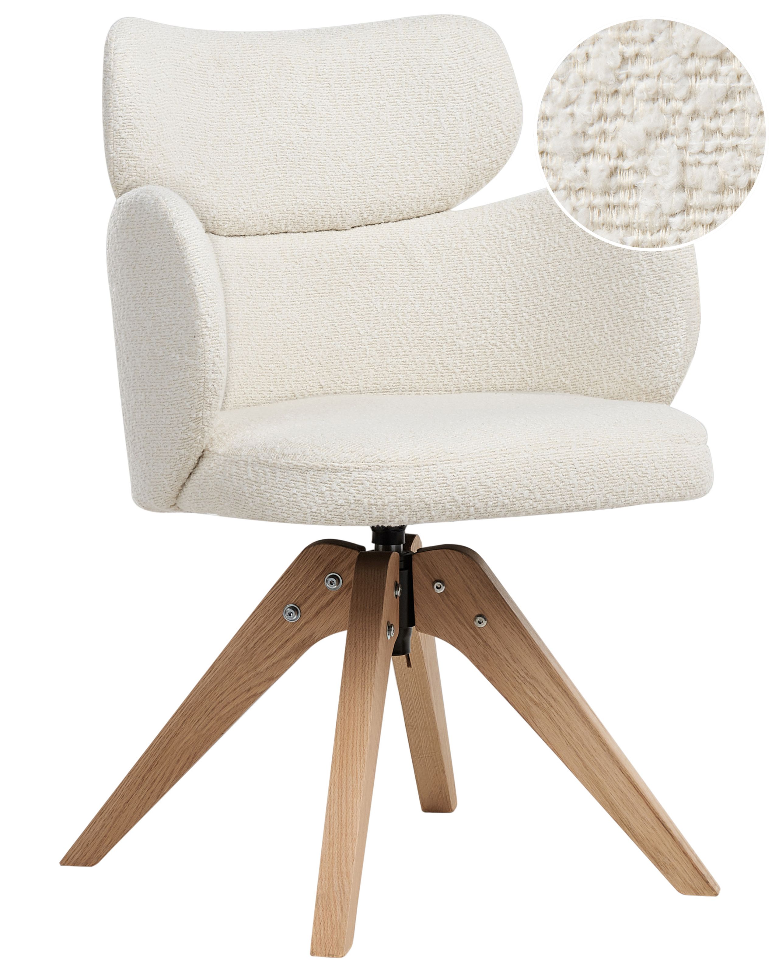 CHESLEIGHON Boucle Fabric Swivel Dining Chair - Light Beige