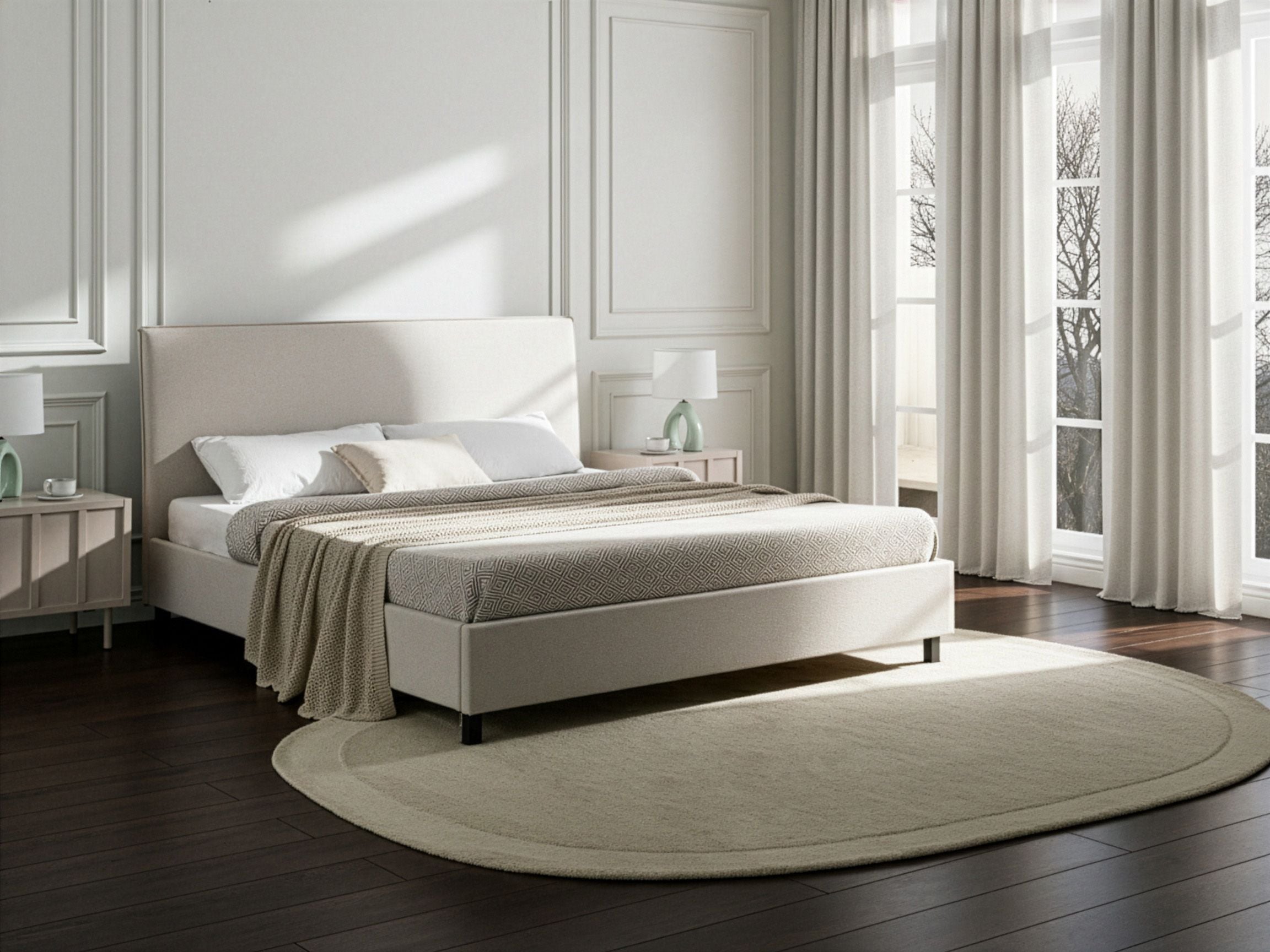 DILERO EU Super Kingsize Fabric Bedframe - Beige