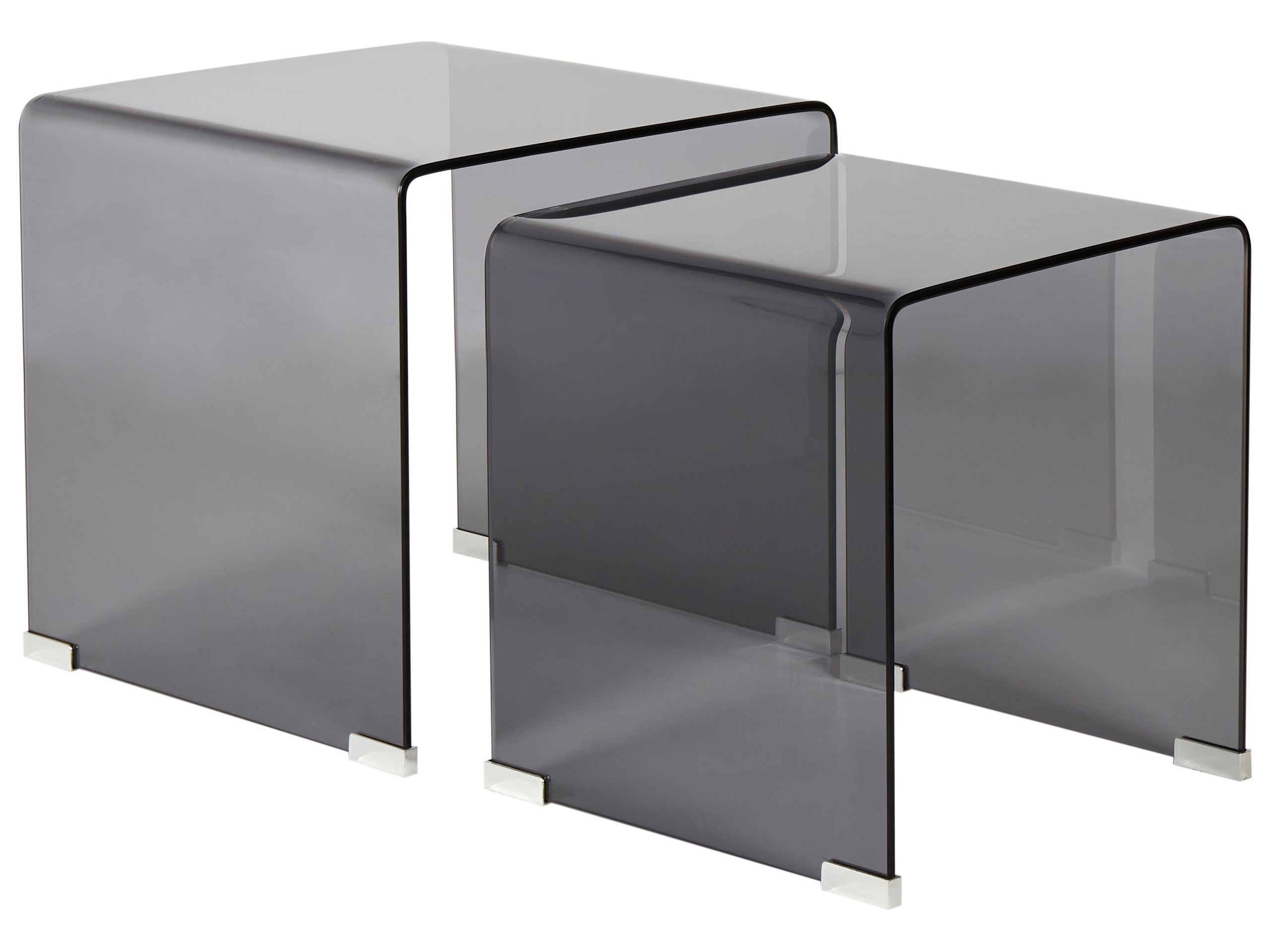 Set of 2 Glass Side Tables Black KENDALL