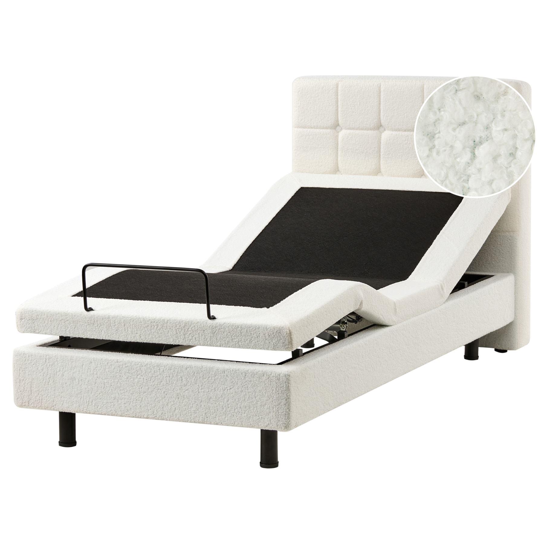 DEKU Single Boucle Fabric Adjustable Bed - Off-White