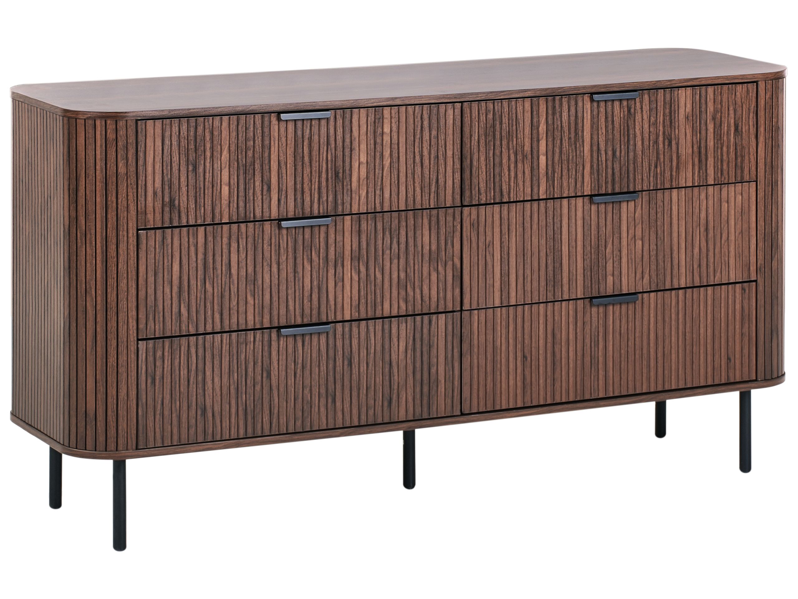 ASLIN Oak Finish Chest of Drawers - Extra Large-sized, 6 Drawers, Double