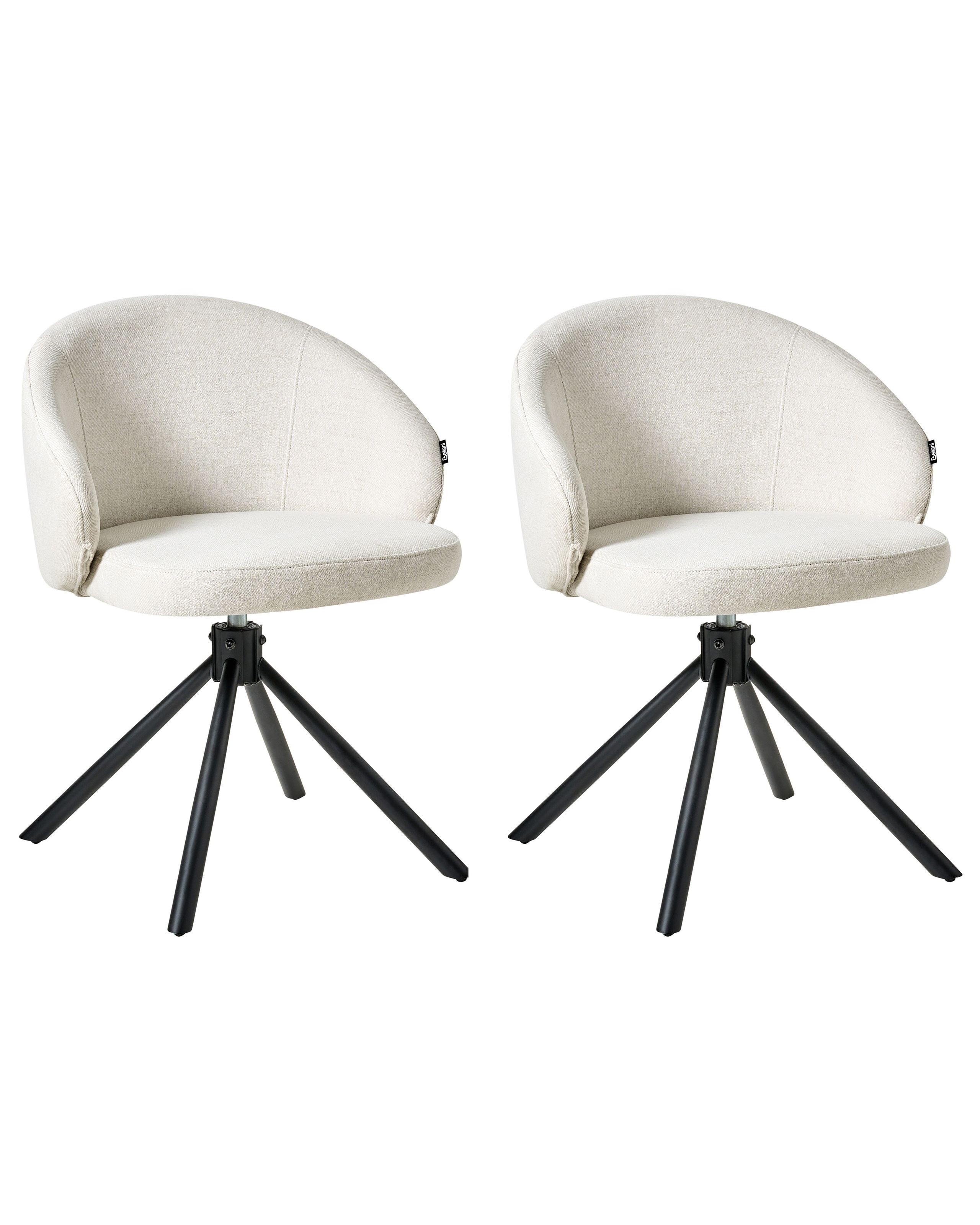 EDWELL Fabric Set of 2 Dining Swivel Chairs - Off White