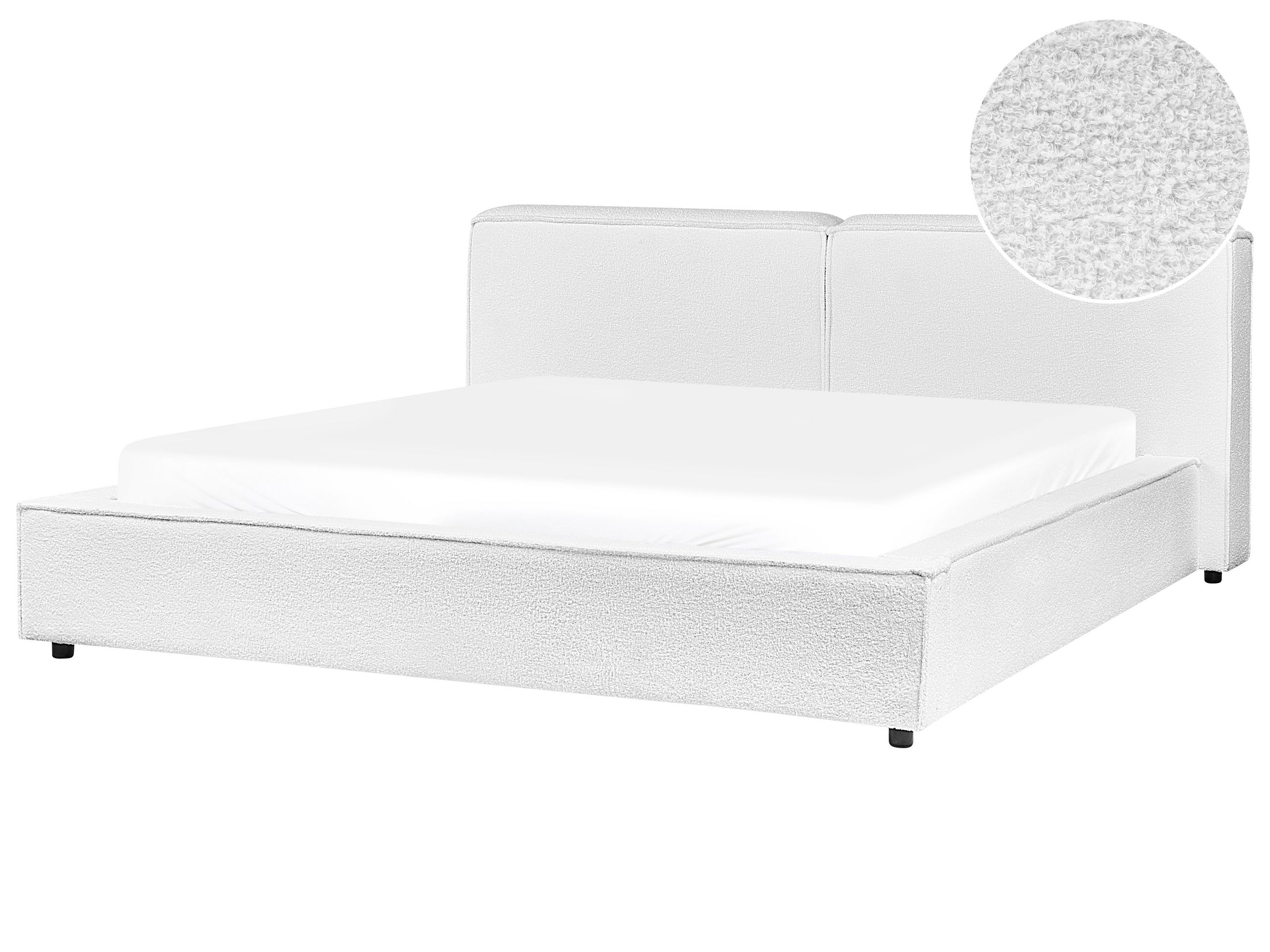 NEWARD Bedframe Boucle 180 x 200cm EU Super Kingsize Bed White
