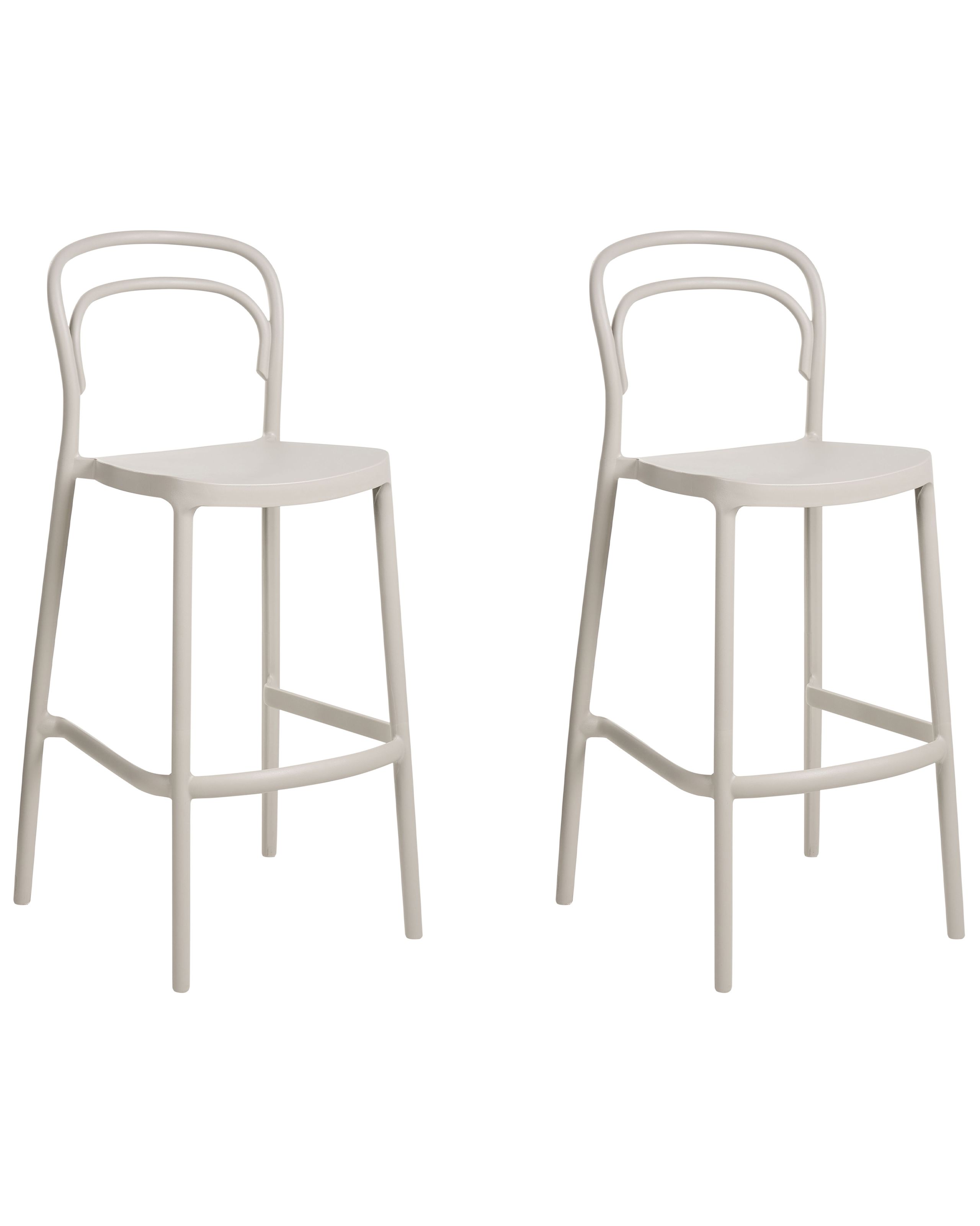 GLEVERDON Plastic Garden Bar Chairs Set of 2 - Beige