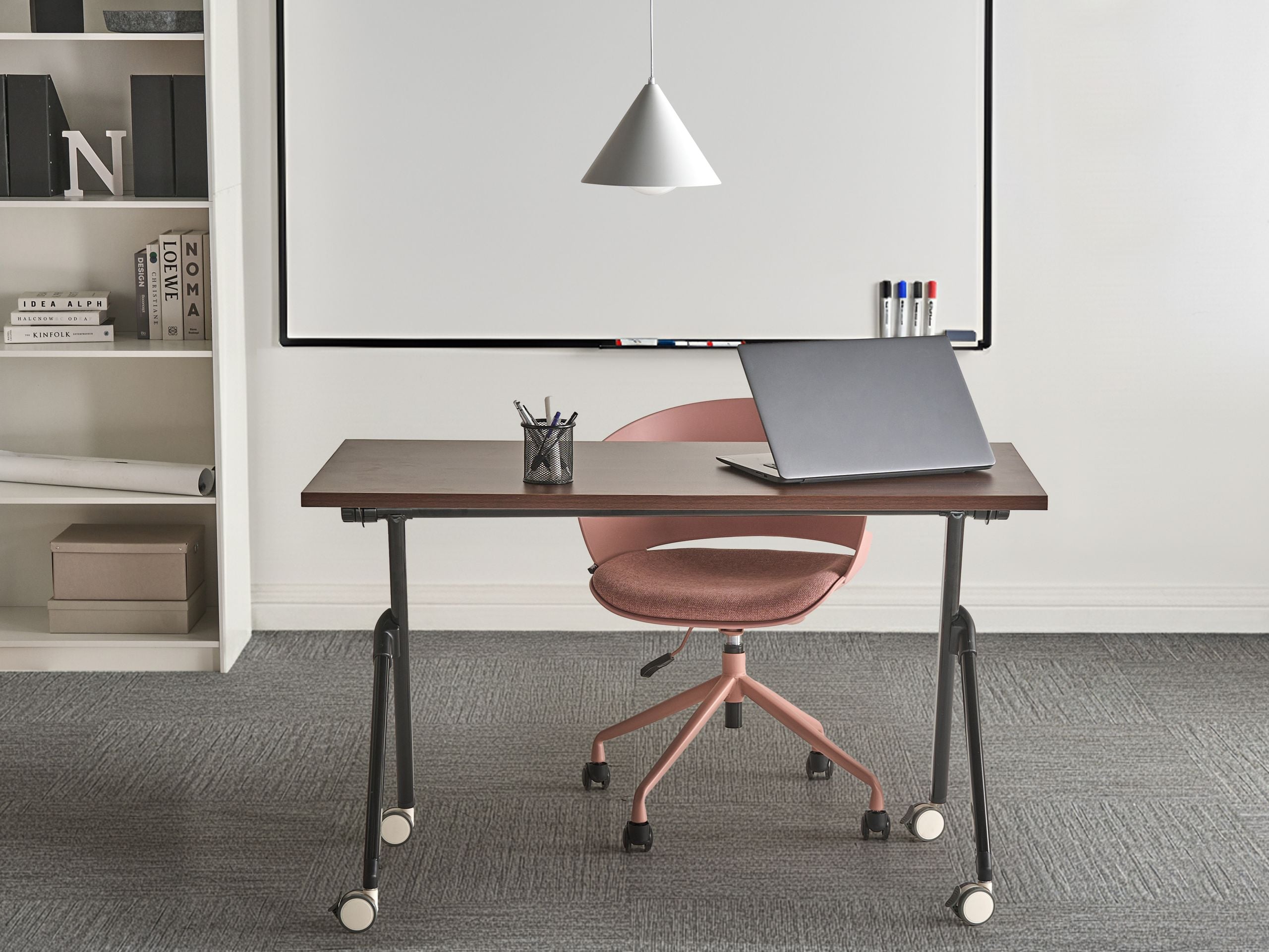 FEXUFA Foldable Office Desk - Dark Brown and Black, 120cm