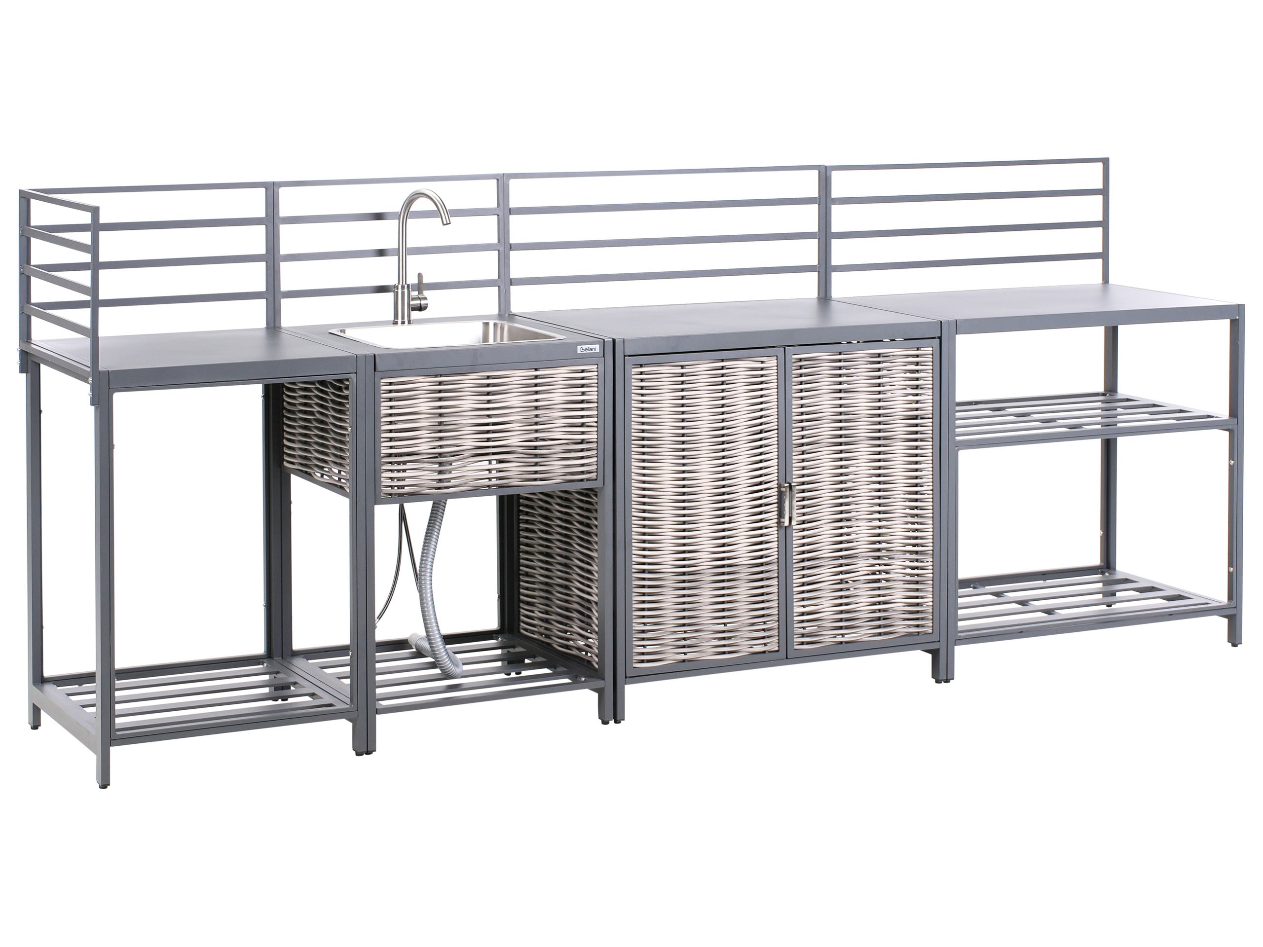 WYNGATE 4 Piece Outdoor Kitchen Set with Sink - Grey