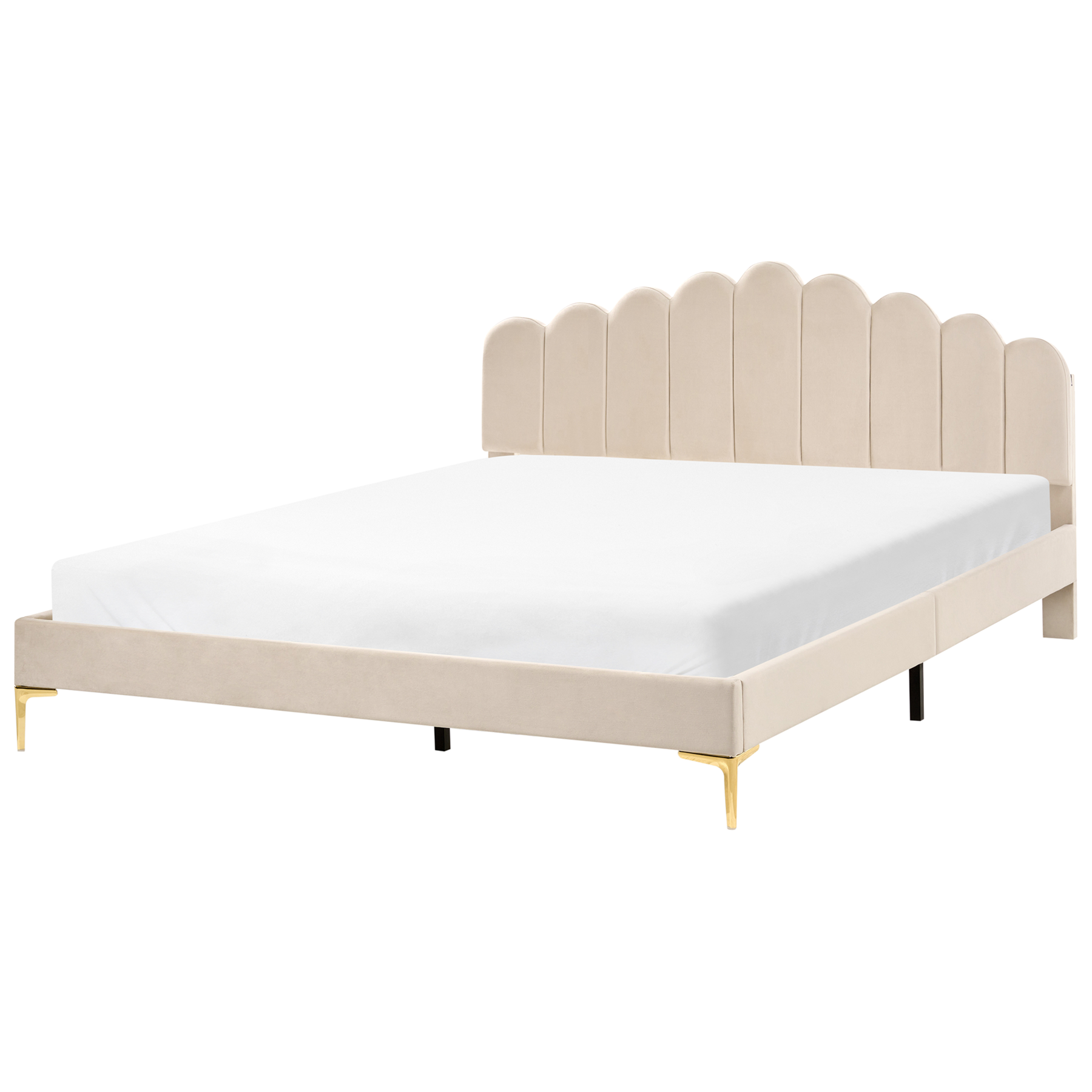 LORYN Super Kingsize Velvet Bedframe - Beige
