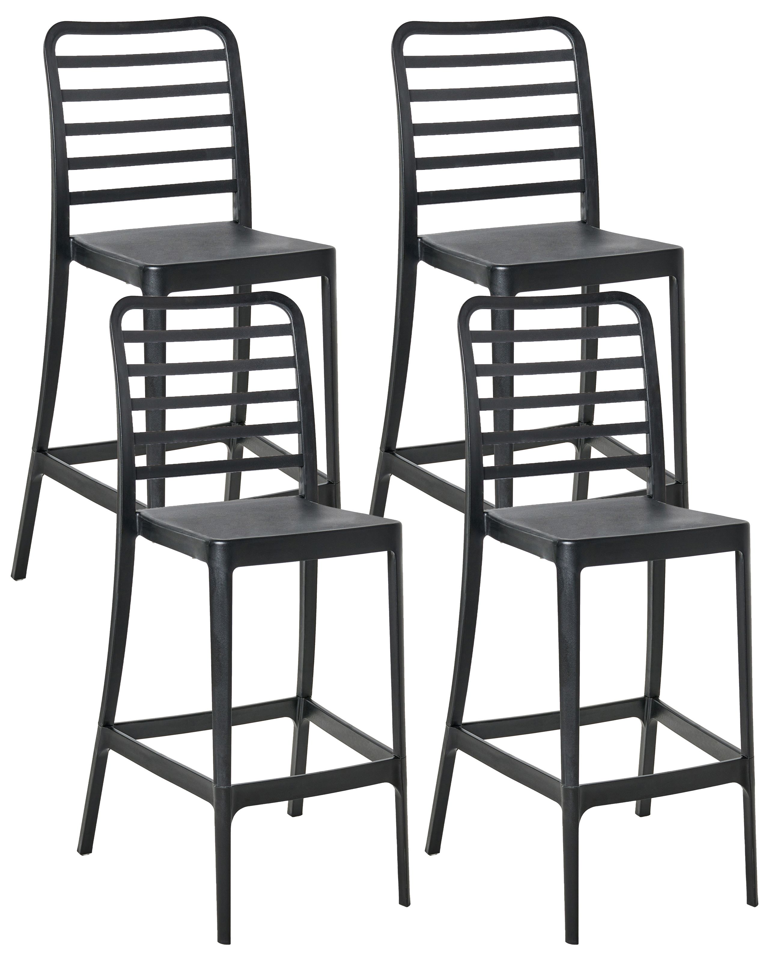 DRAYBOURNE Plastic Set of 4 Bar Chairs - Black