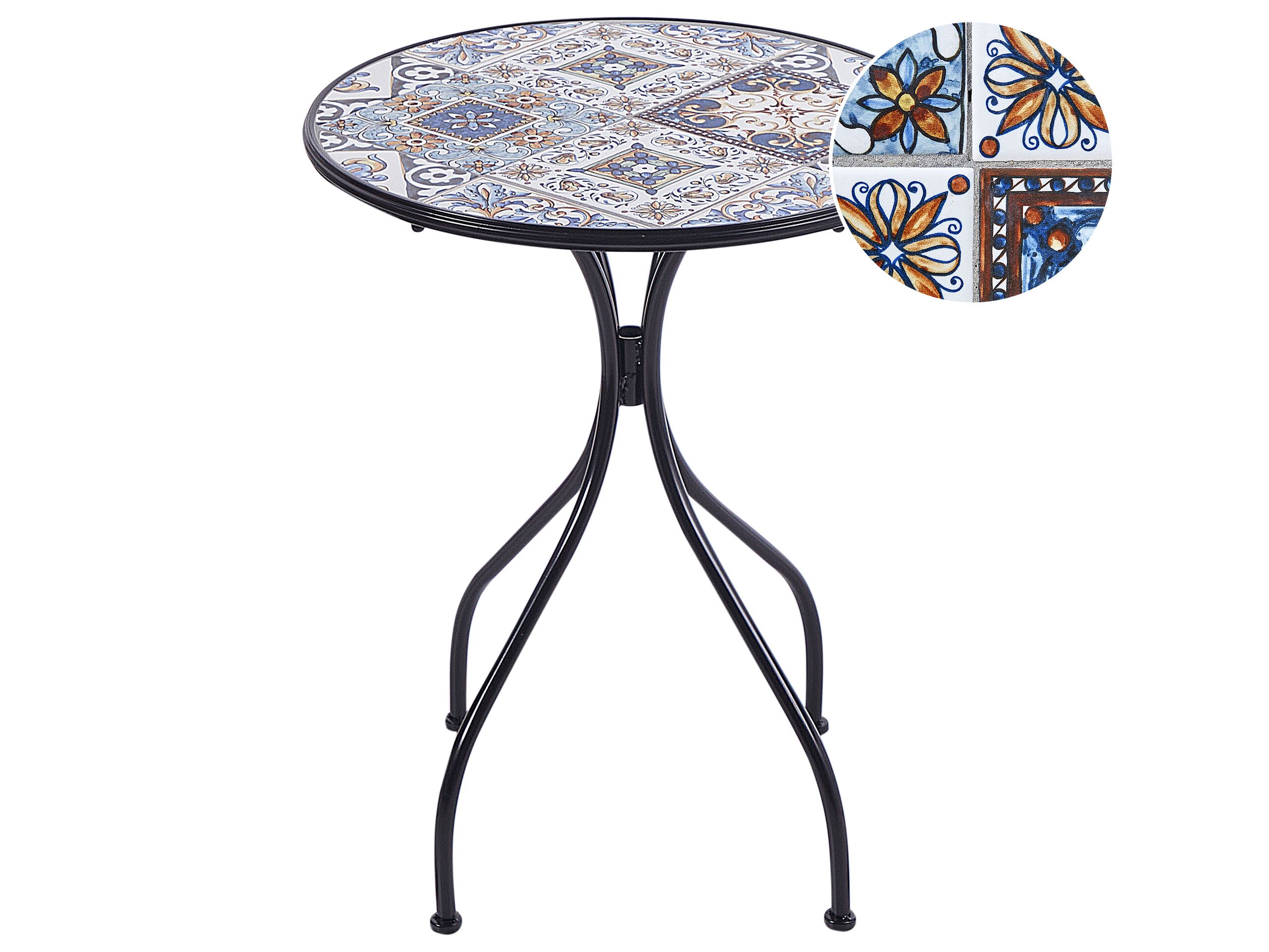 Metal Garden Bistro Table Diameter 60 cm Black CIVITA