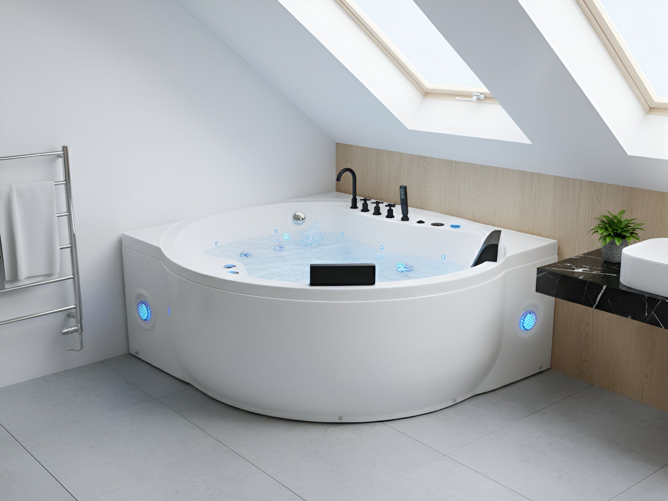HACOVI Corner Bath & Hot Tub - White