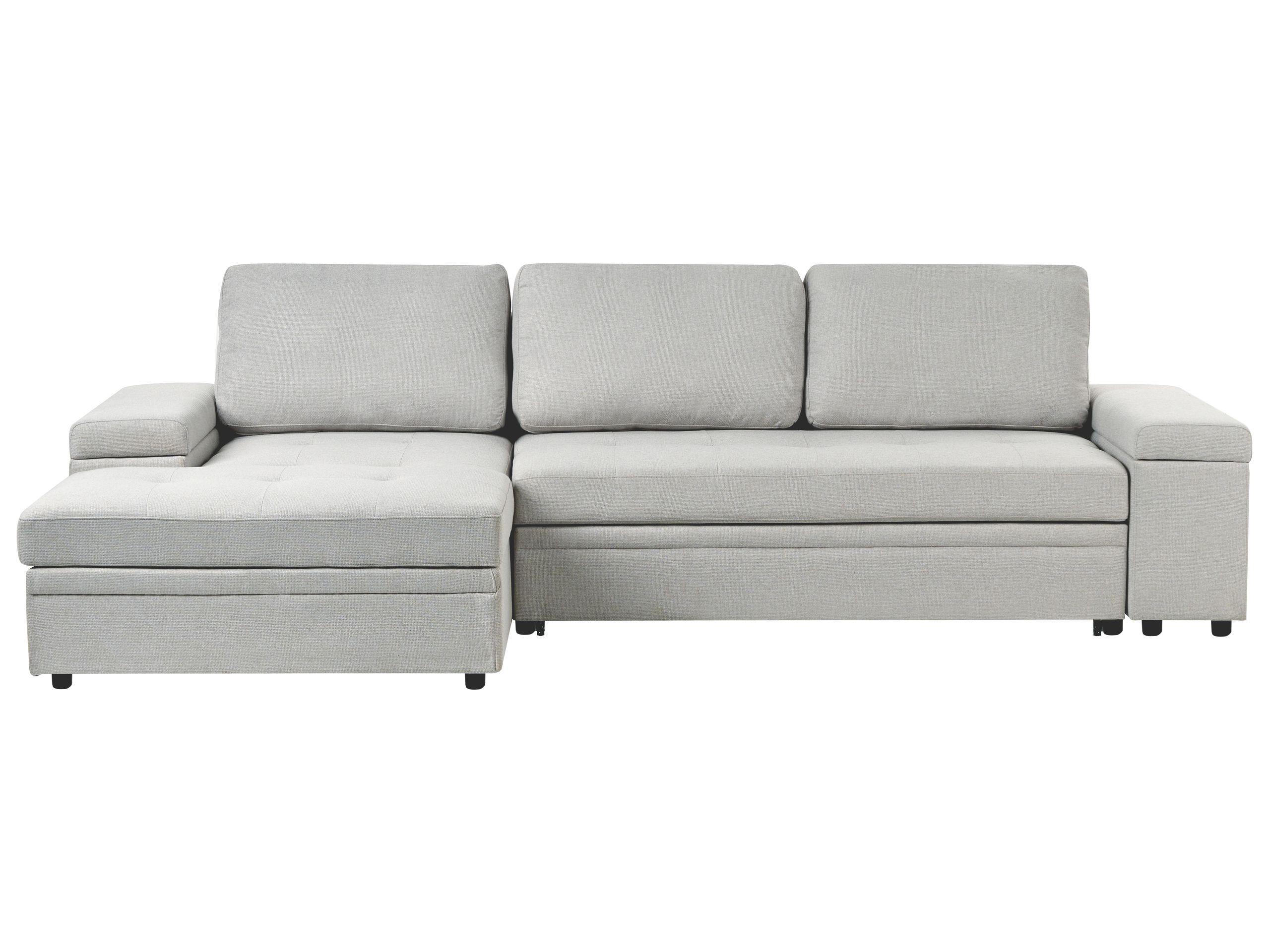 Corner Sofa Bed - HRESIY Right Hand Facing Fabric with Storage Light Grey