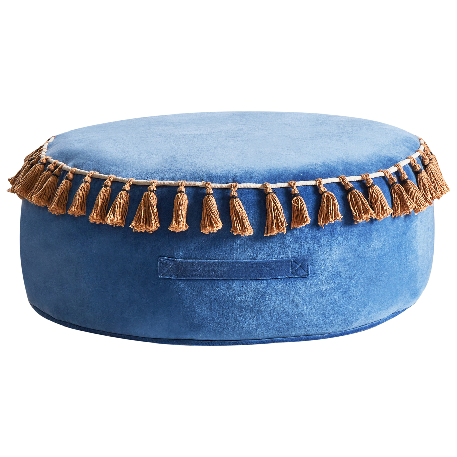 VELCORIN Velvet Ottoman Pouffe - Blue