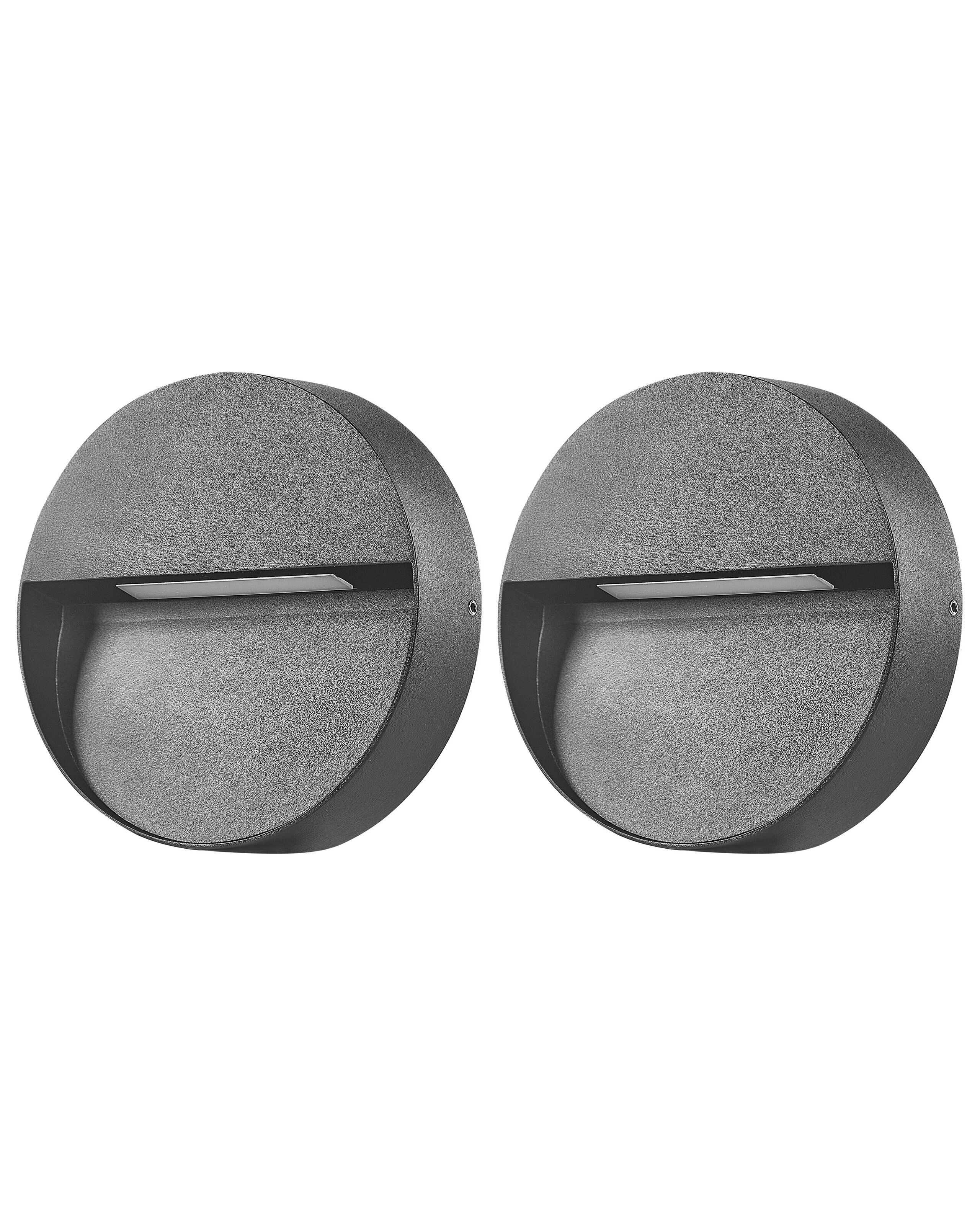 Set of 2 Outdoor LED Wall Lights POMPTON Black