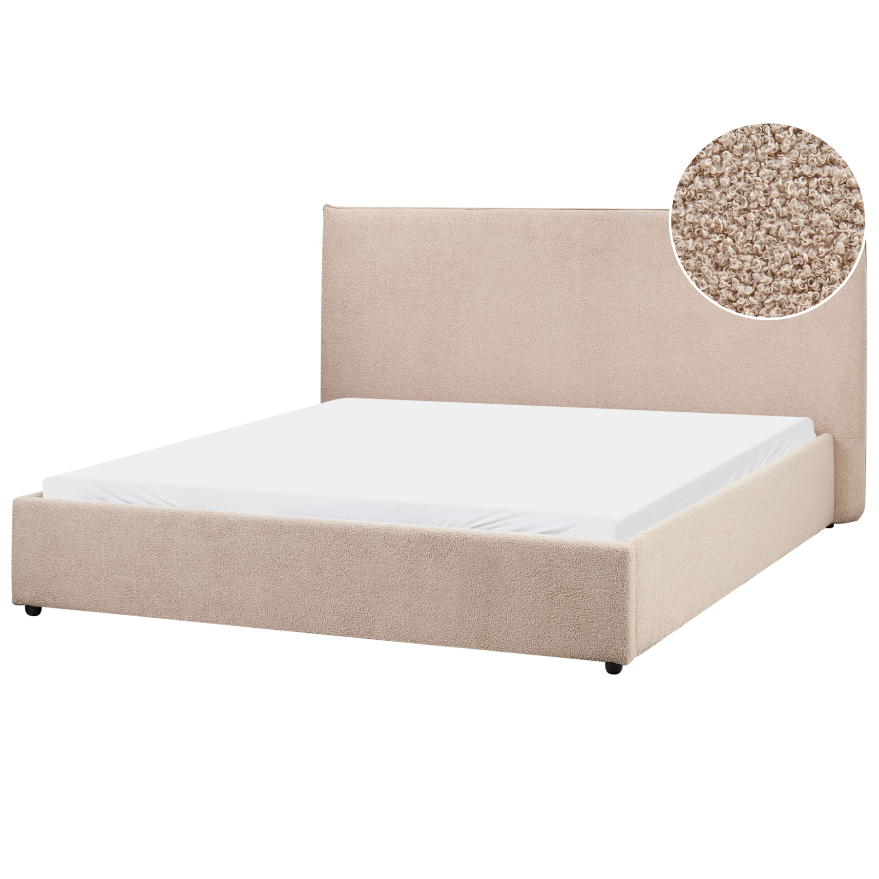 LEVISH Kingsize Boucle Fabric Bedframe - Taupe