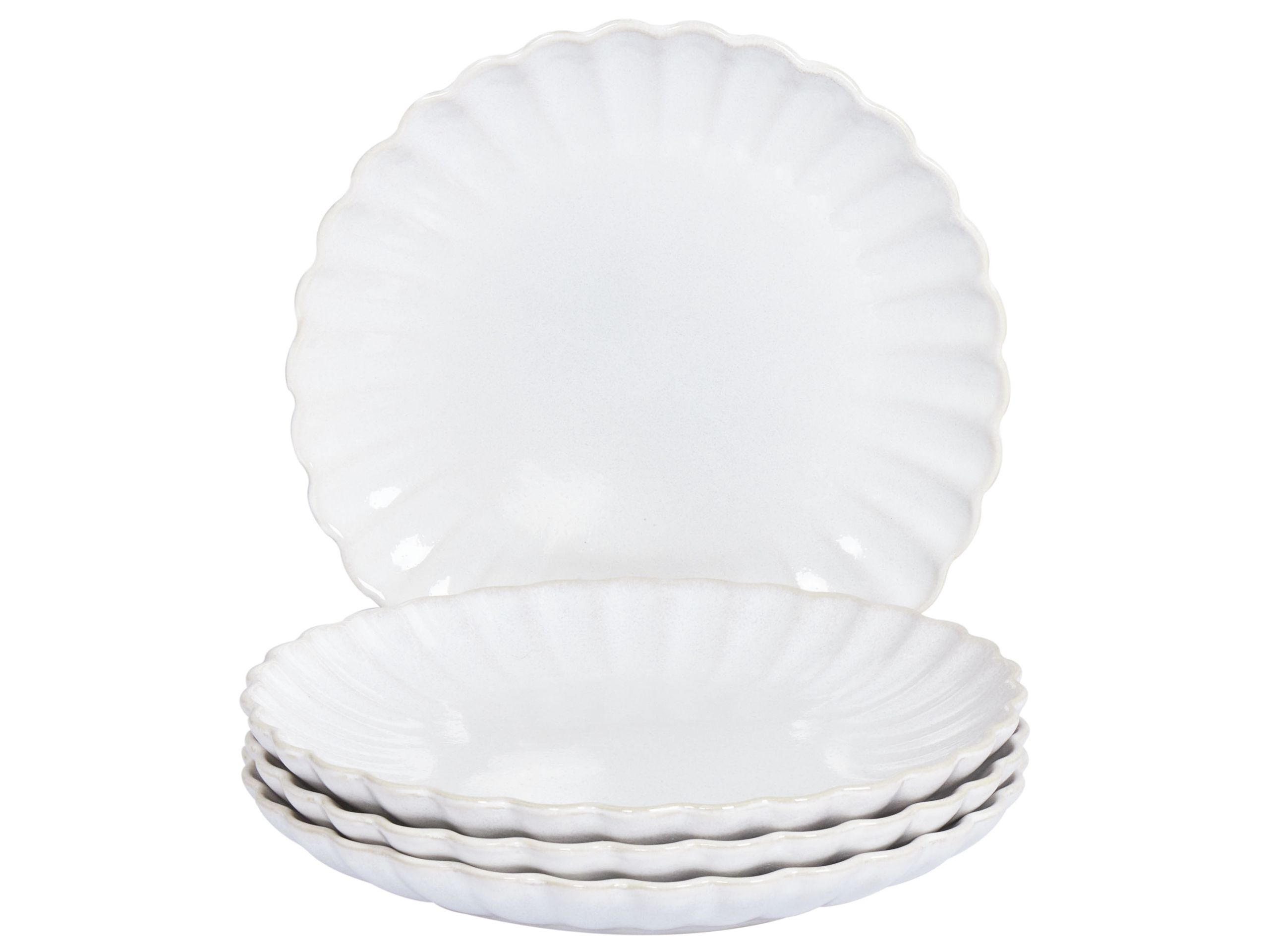 Set of 4 Side Plates NETTLE Stoneware White