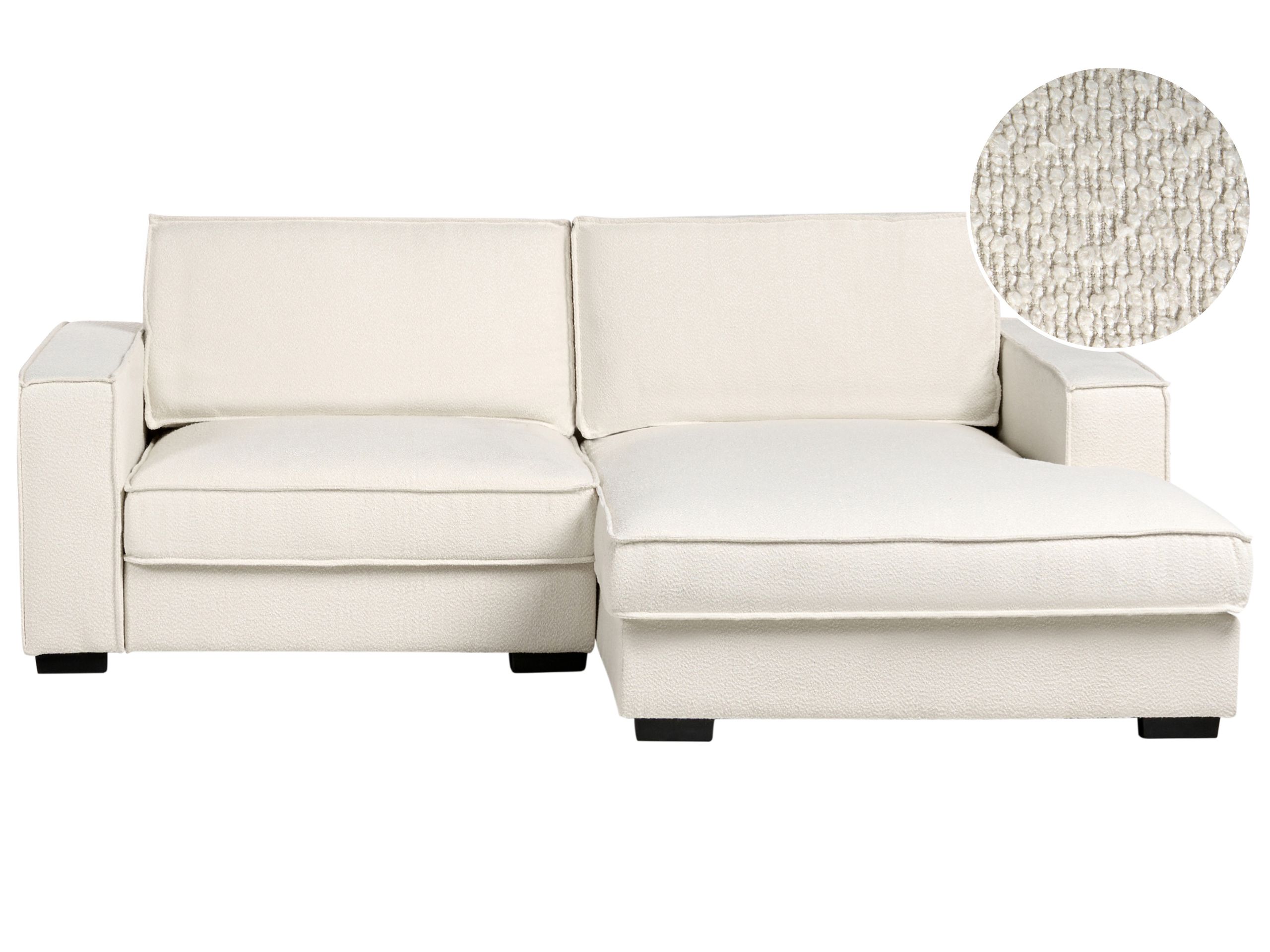 INGLECOMBE Boucle Fabric 2 Seater L Shaped Corner Sofa - Light Beige, Right Hand Facing