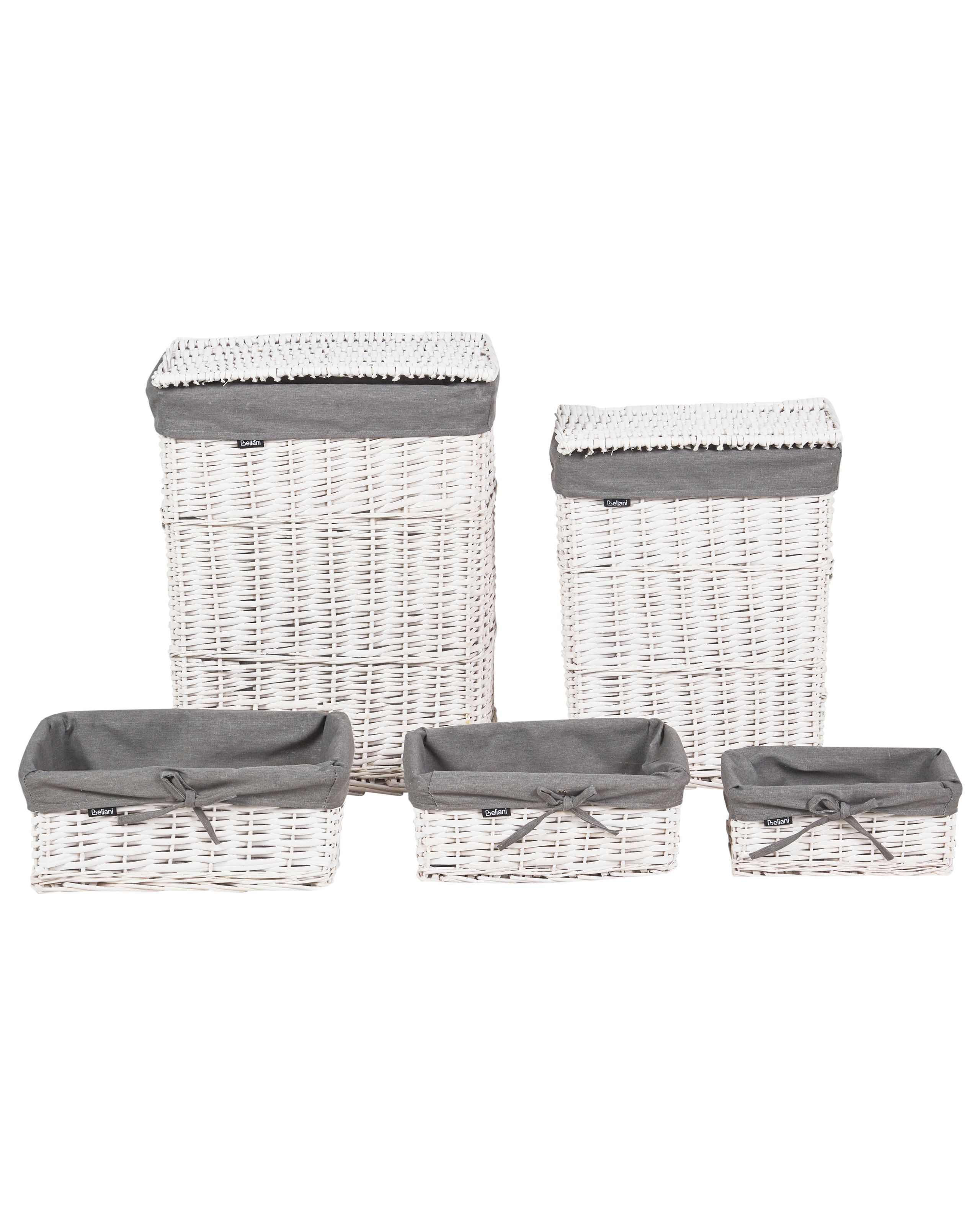 Set of 5 Willow Baskets Grey ELLA