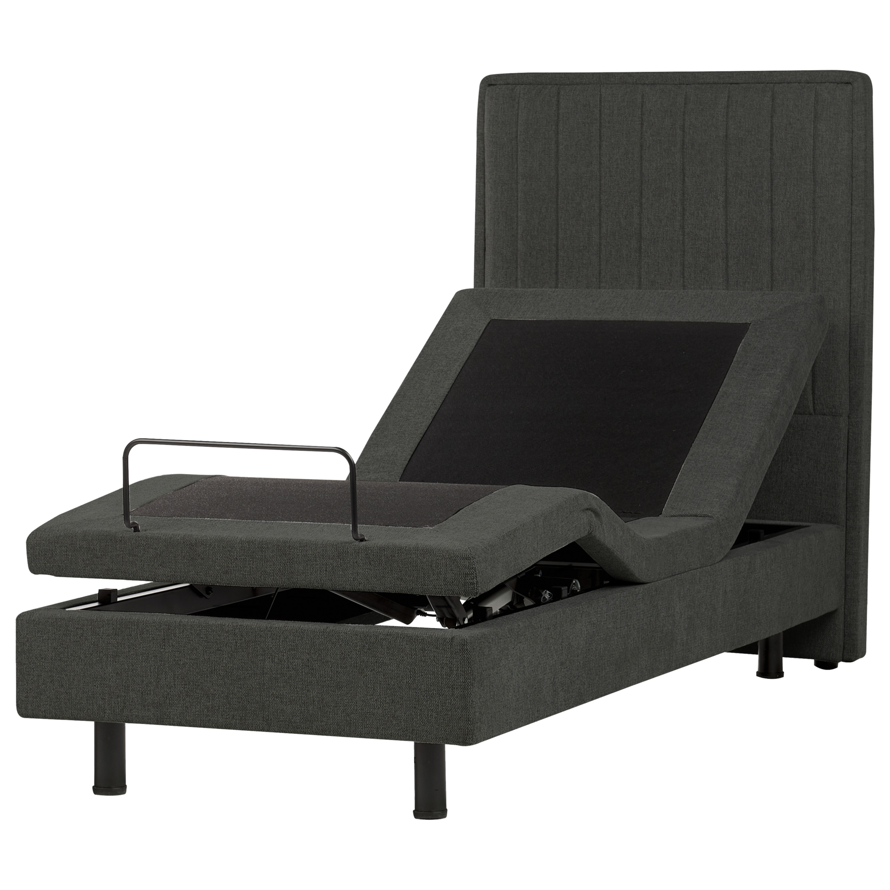 DEKU Small Single Fabric Adjustable Bed - Dark Grey
