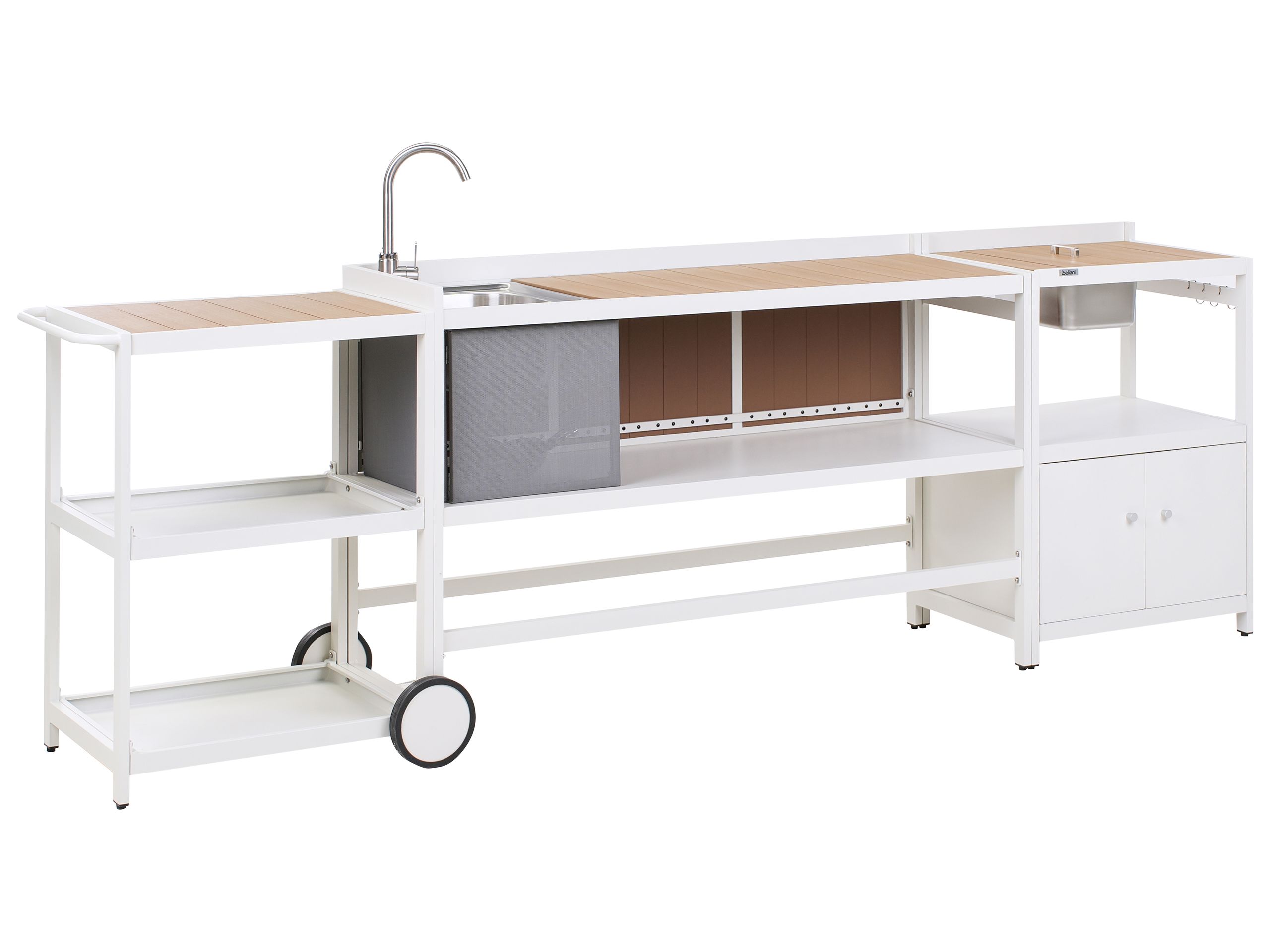 ORIISET 3 Piece Outdoor Kitchen Set with Sink Metal White