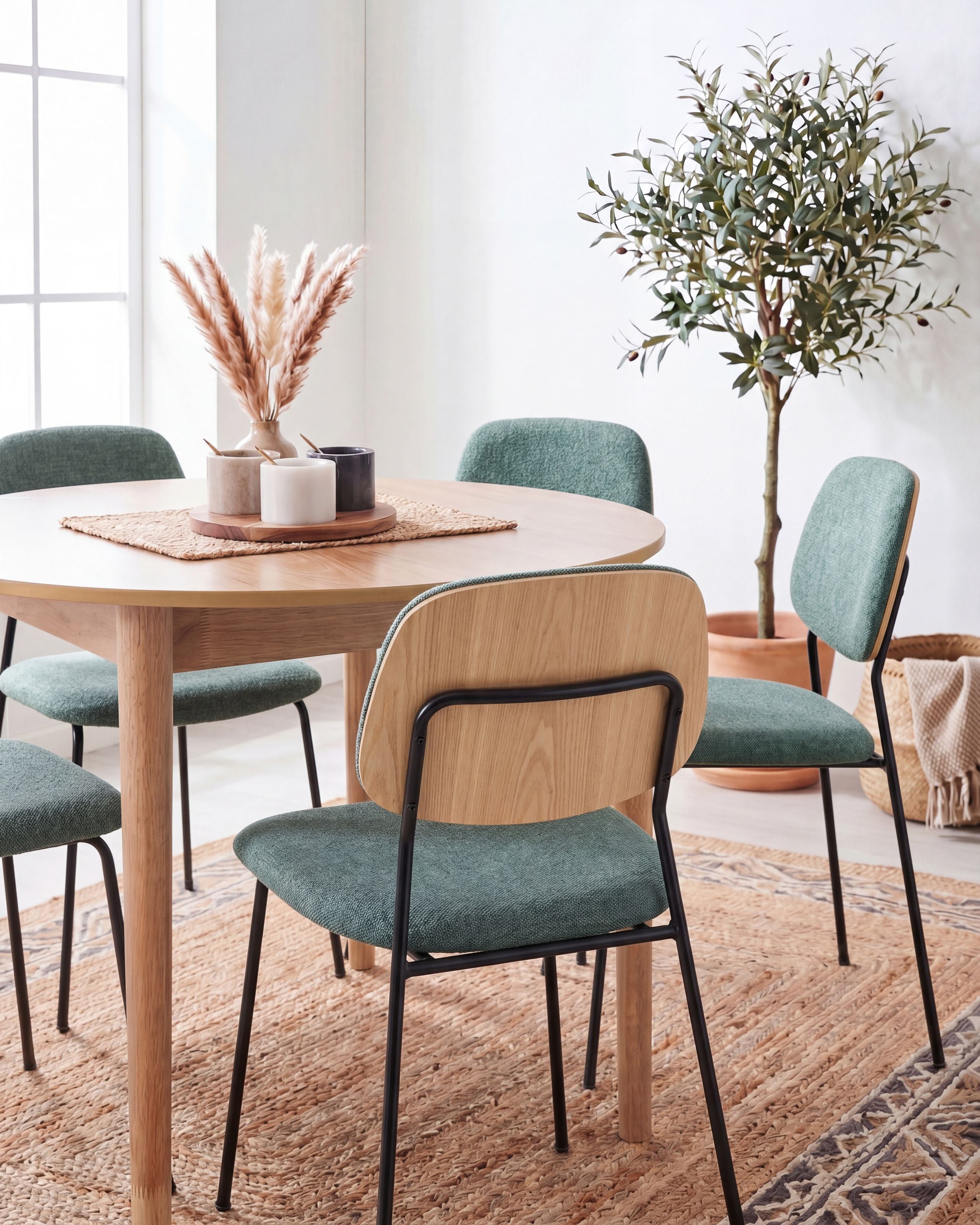 ARLINGTON Fabric Dining Chairs Set of 4 - Green